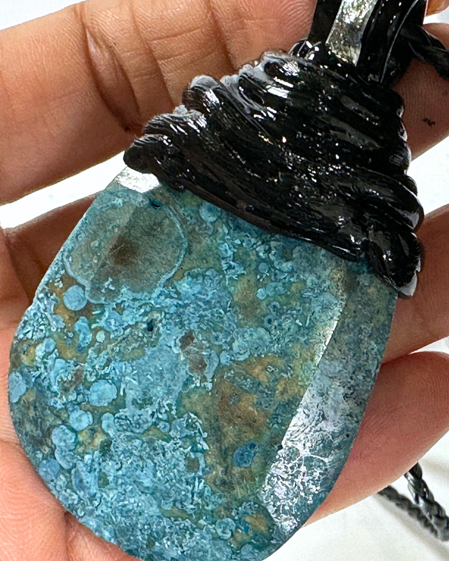 Jasperized Blue Agate 'Top Wrap' Necklace