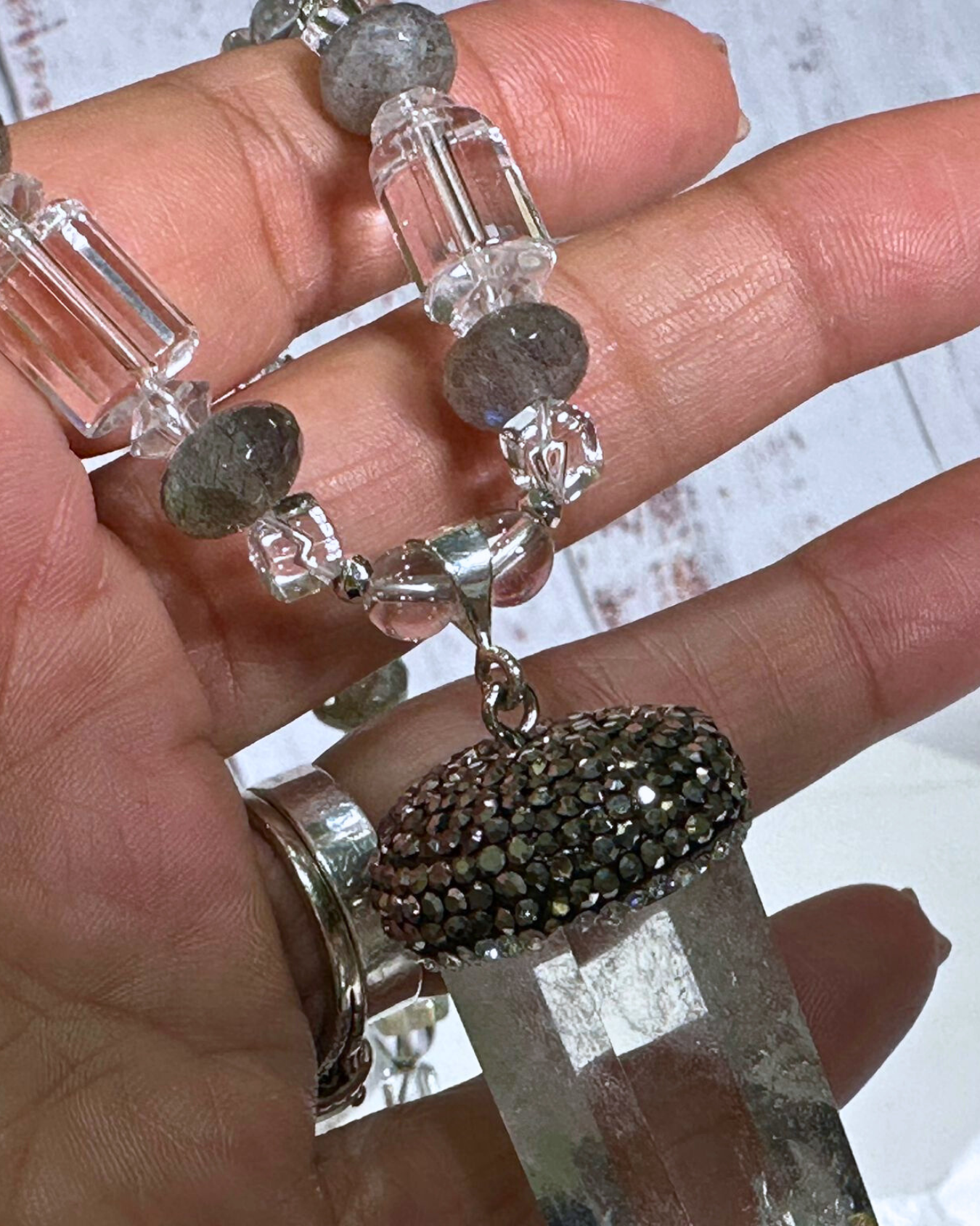 Point of Quartz & Lab Necklace