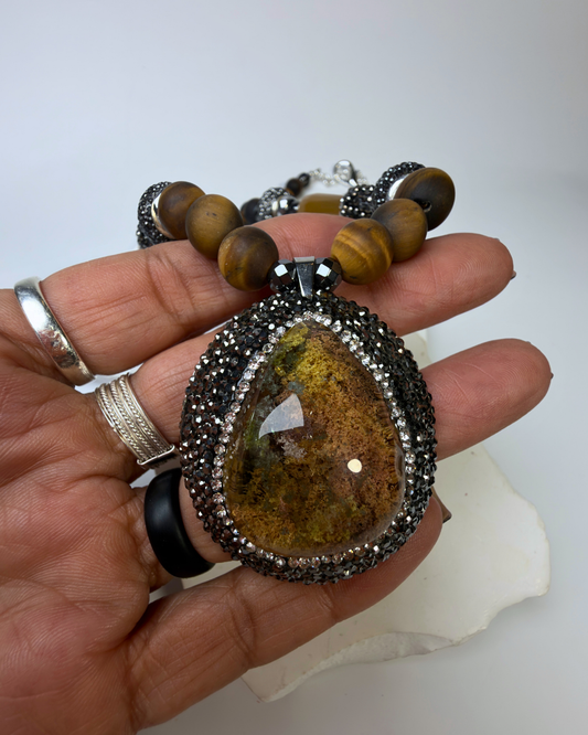 Hematite and Pavé Necklace