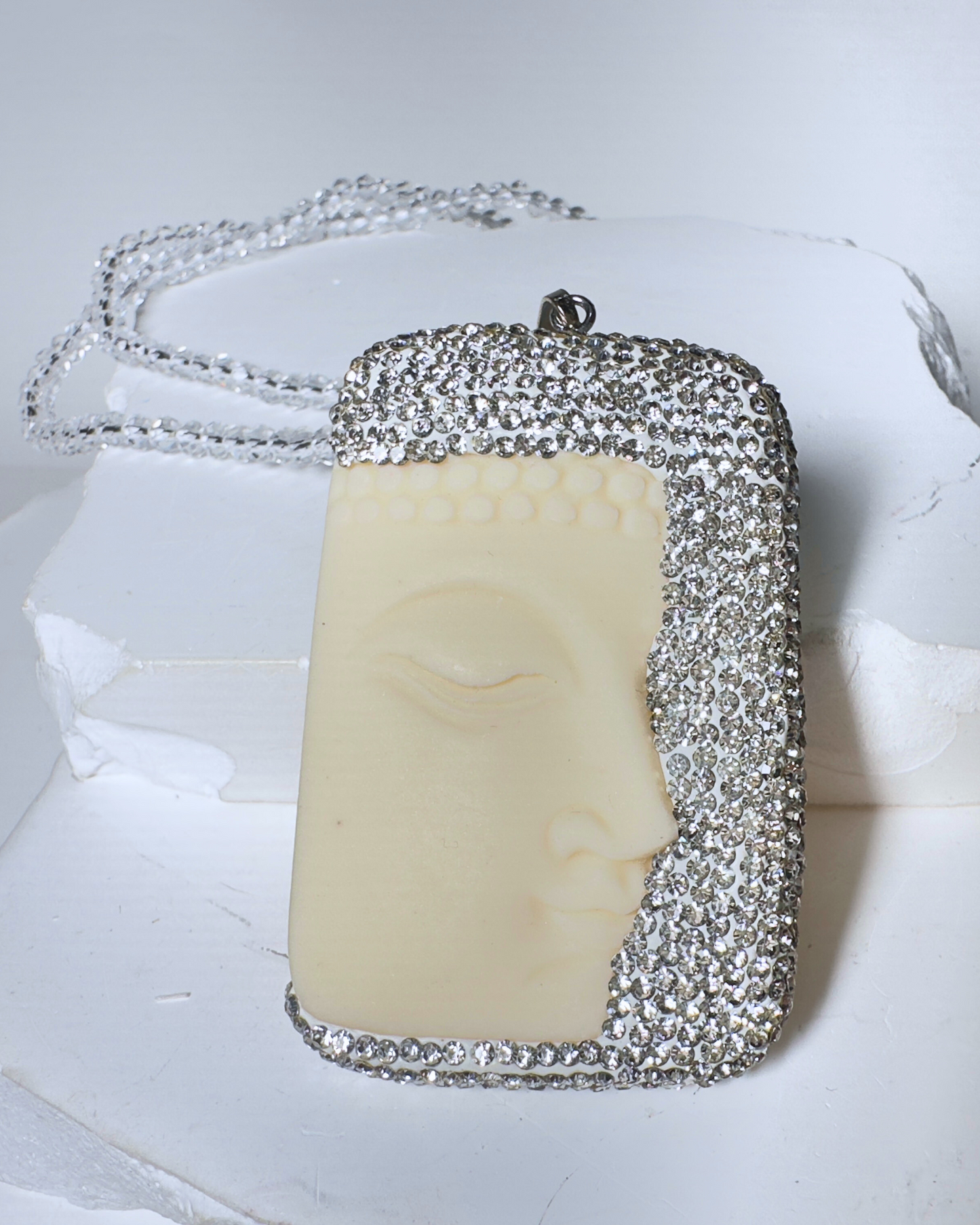 Cream Buddha w/ Clear Crystals