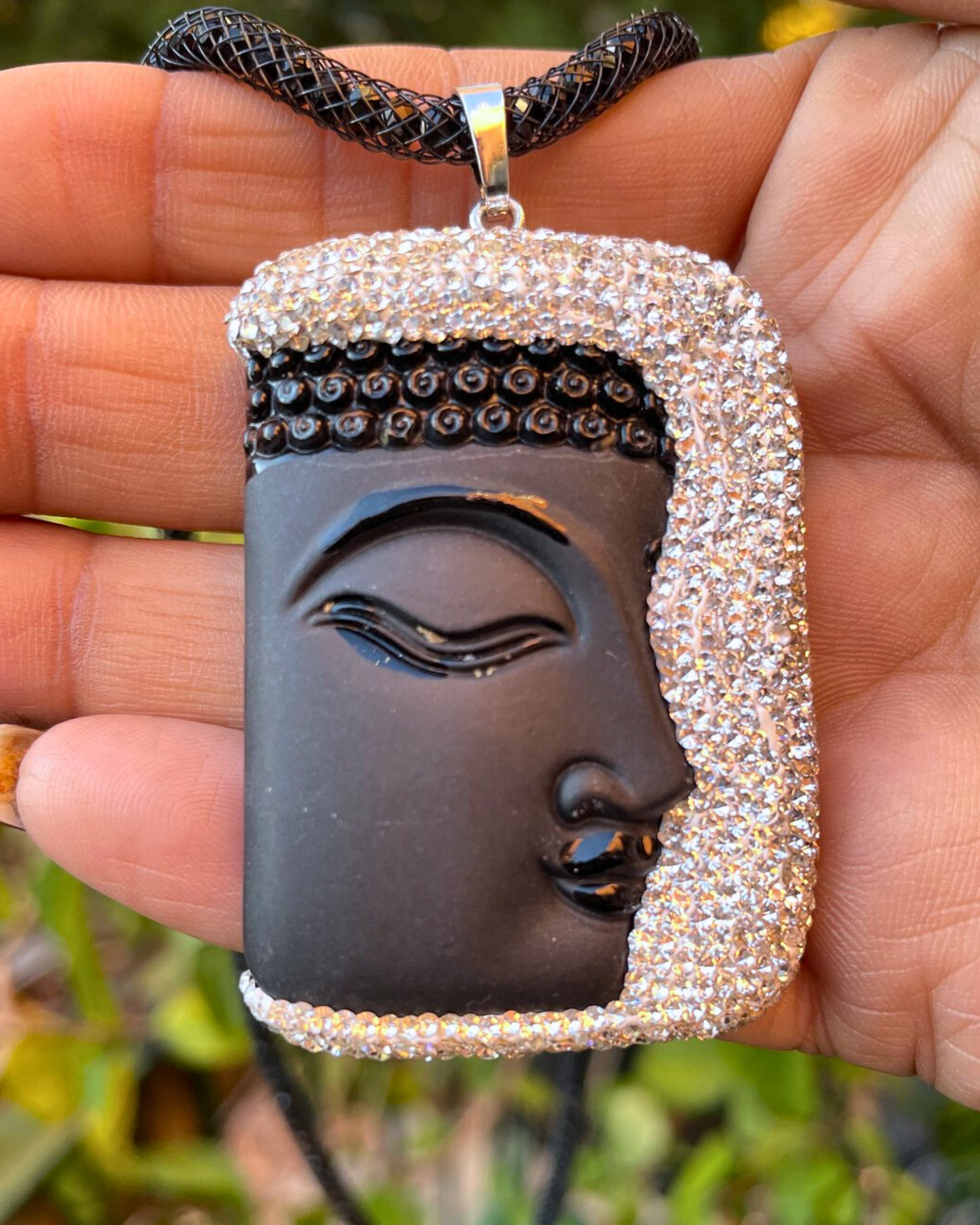 Black Buddha w/ Clear Crystals