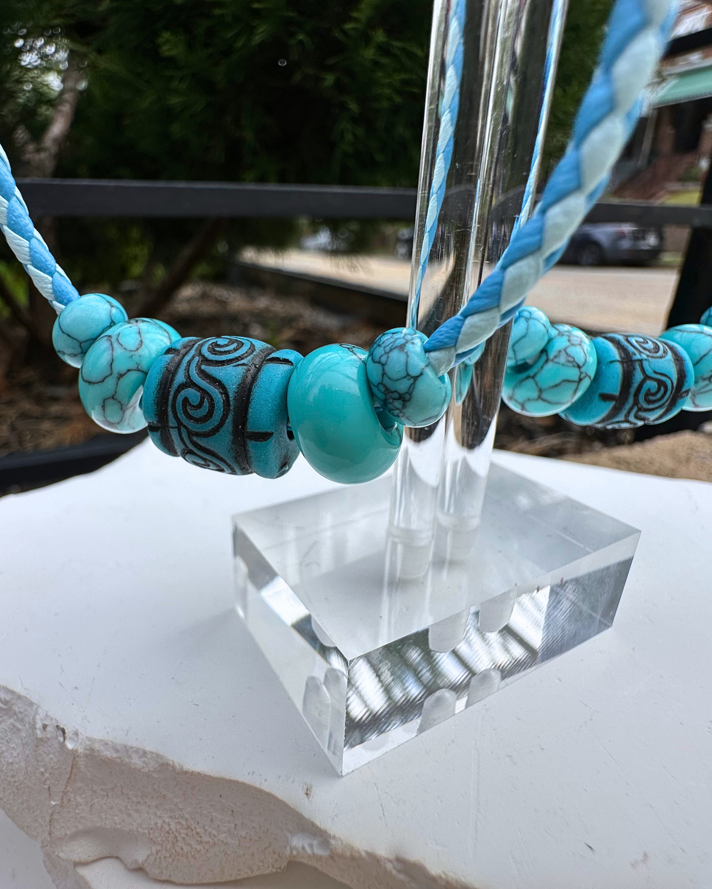 Large Two Tone Turquoise Hoops