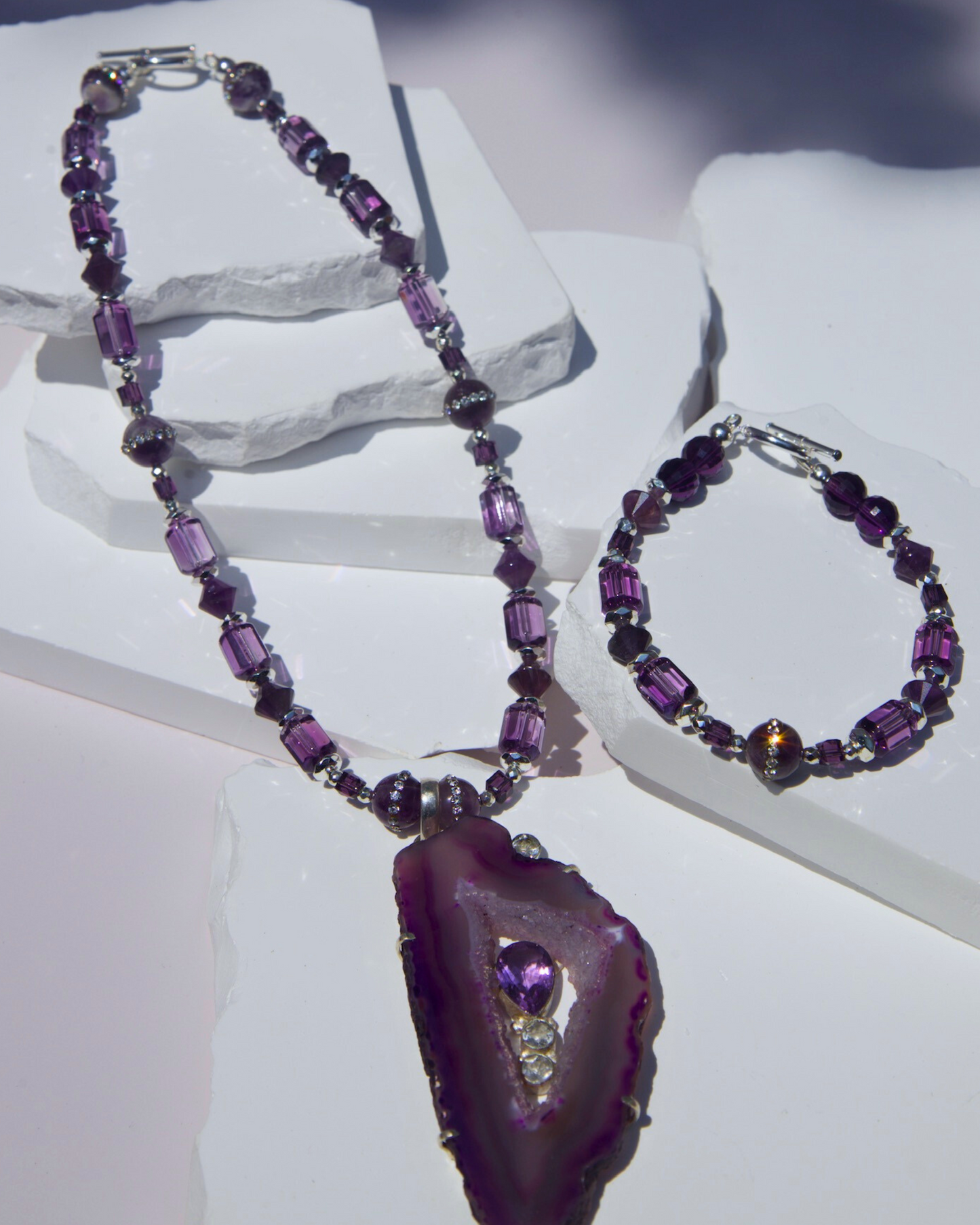 Lavender Luster Pendant Set