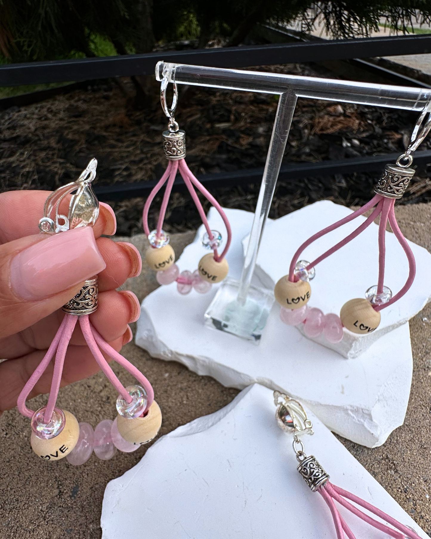 2 Strand Pink LOVE Hoops