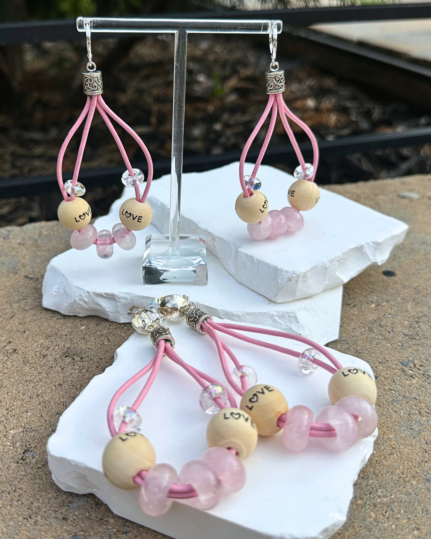 2 Strand Pink LOVE Hoops
