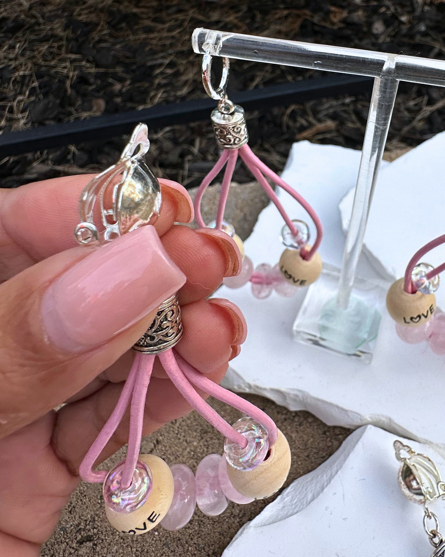 2 Strand Pink LOVE Hoops