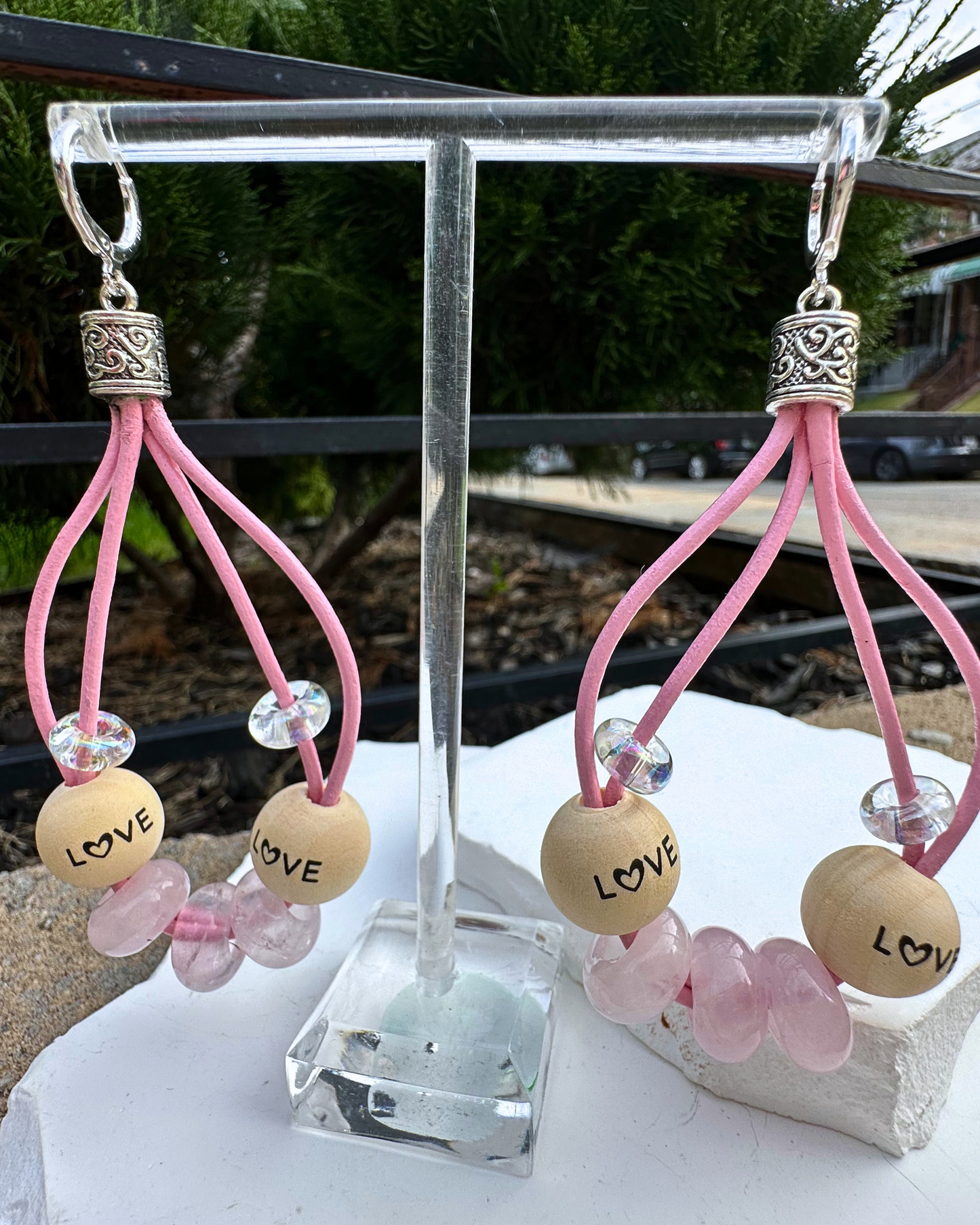 2 Strand Pink LOVE Hoops