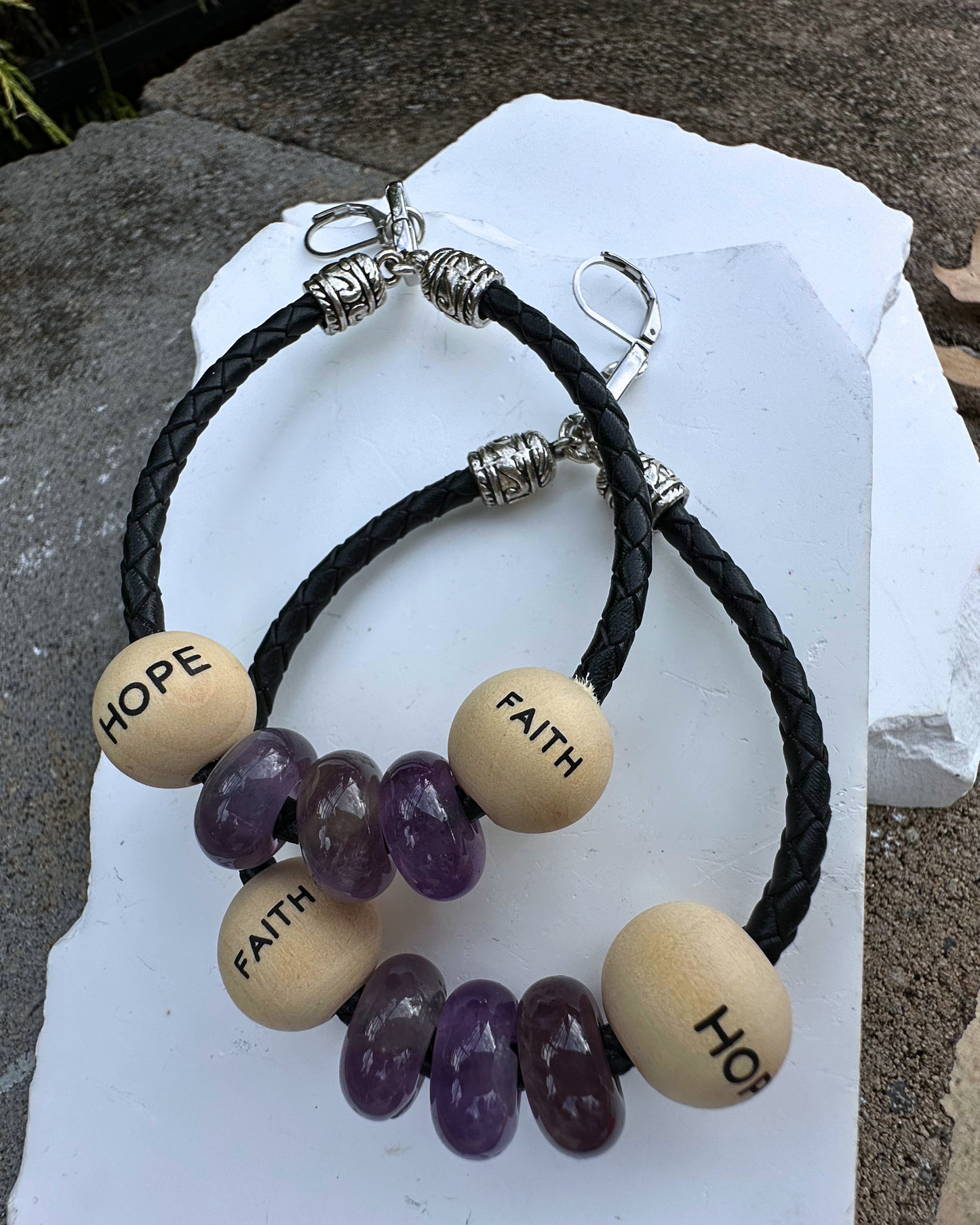 Amethyst FAITH & HOPE Hoops