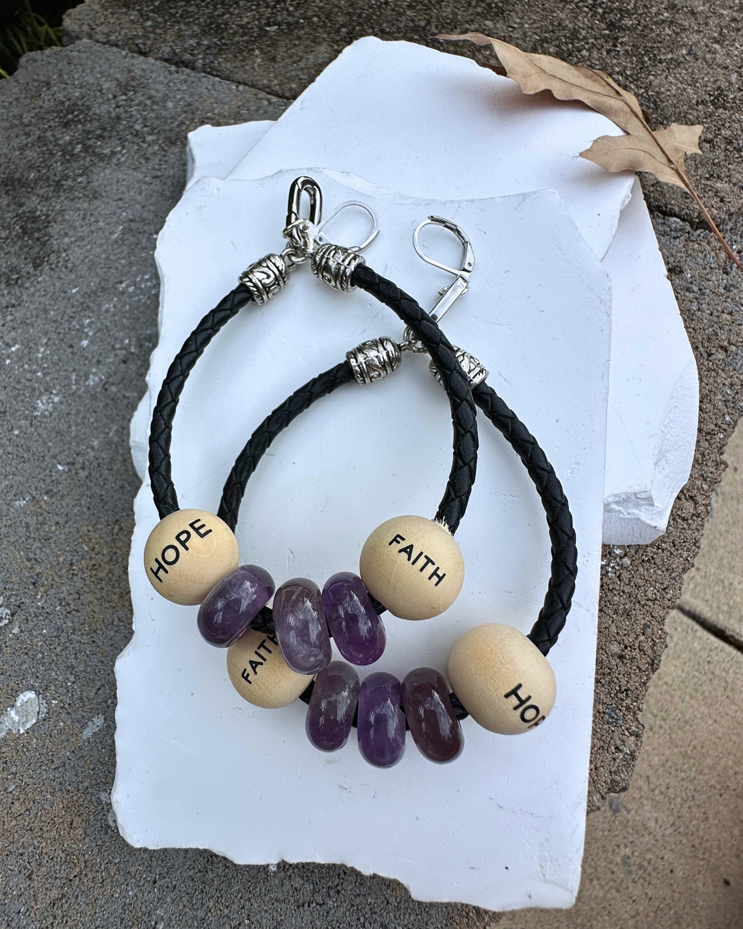 Amethyst FAITH & HOPE Hoops