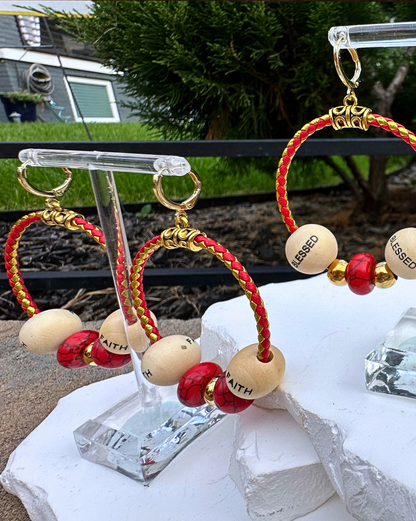 Red & Gold BLESSED Hoops