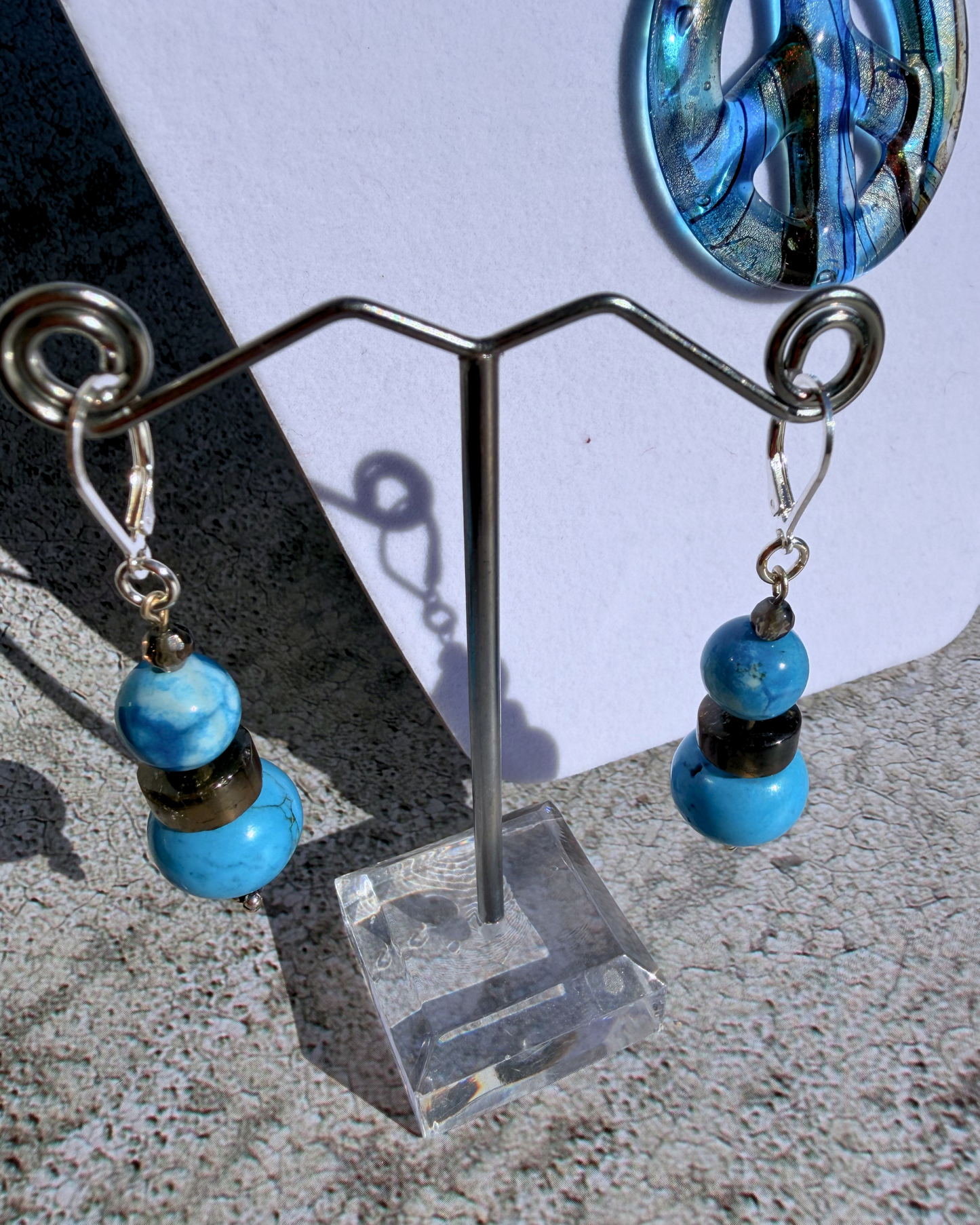 Blue Glass Peace Necklace