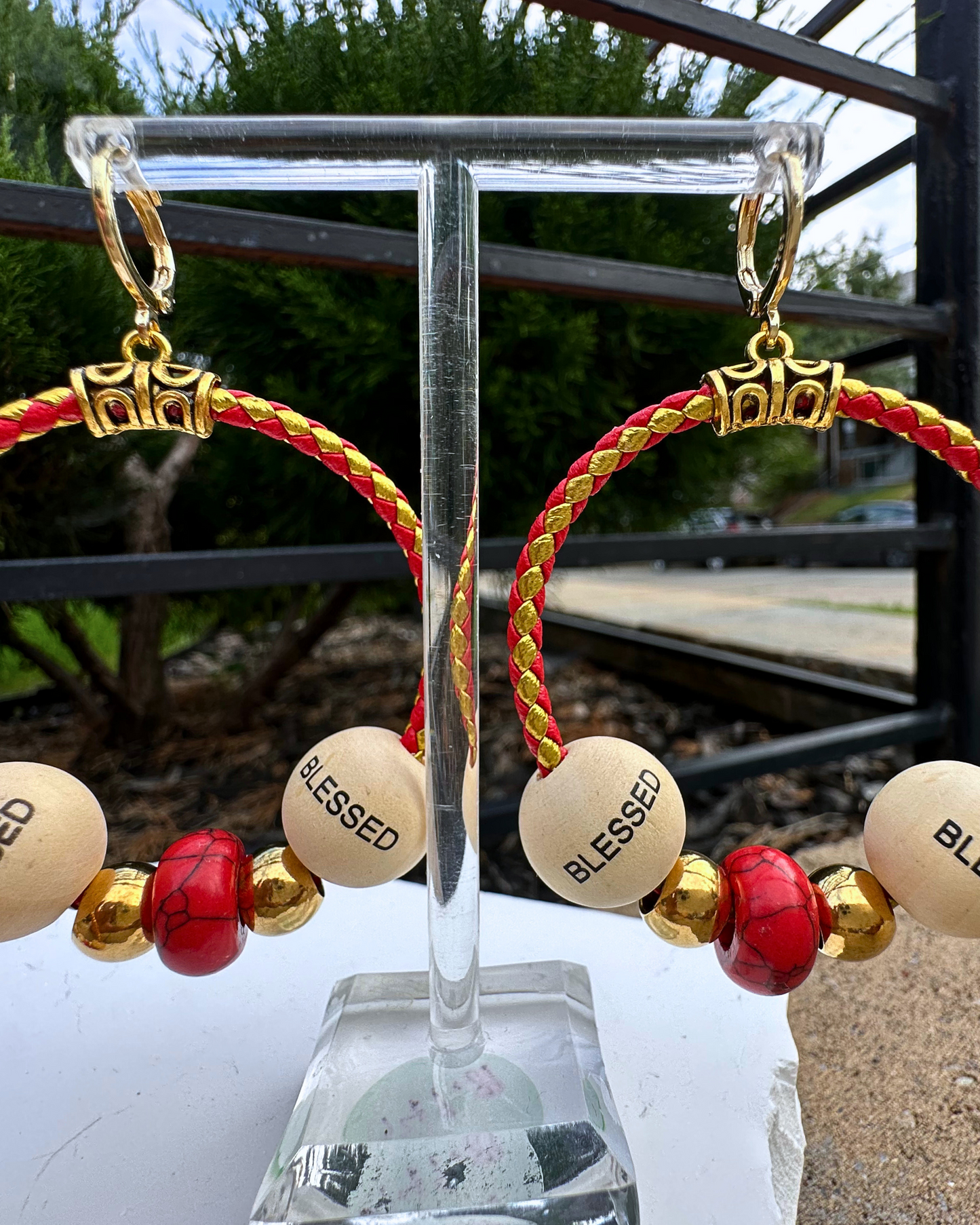 Red & Gold BLESSED Hoops