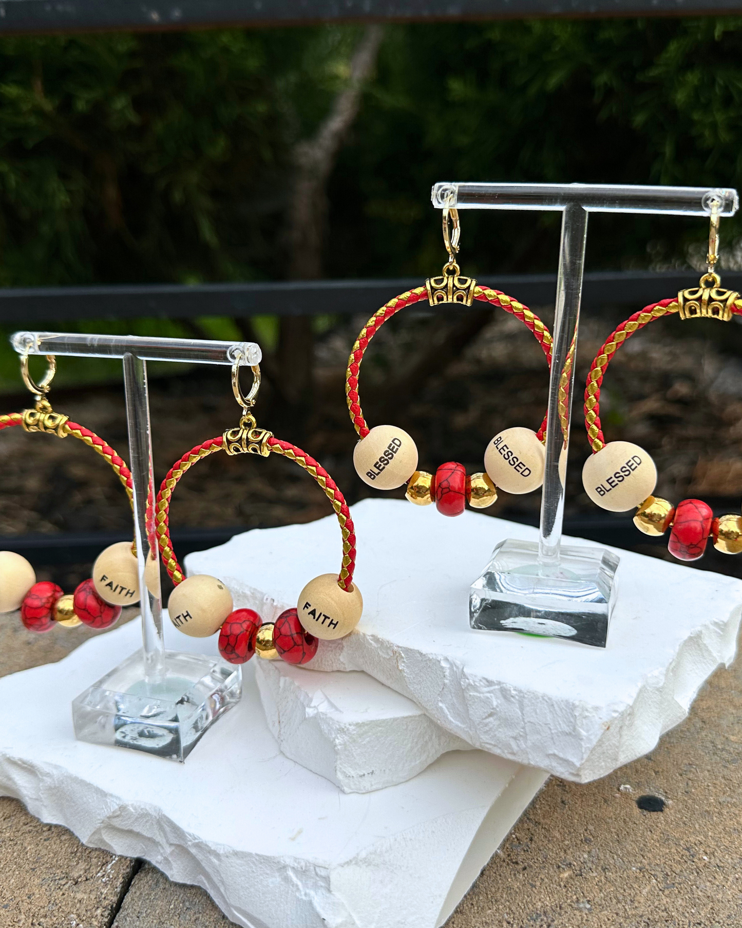 Red & Gold BLESSED Hoops