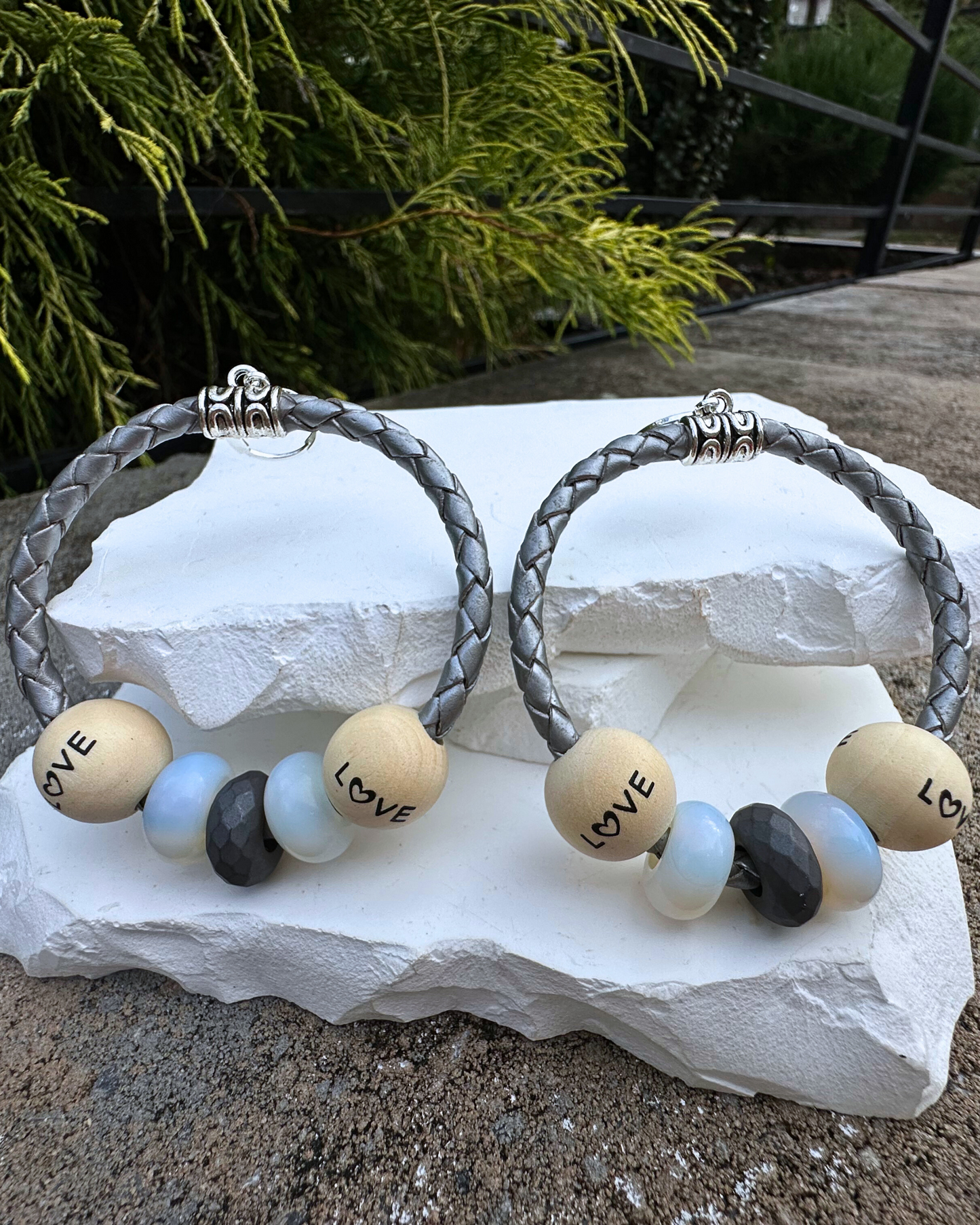 Silver LOVE Hoops