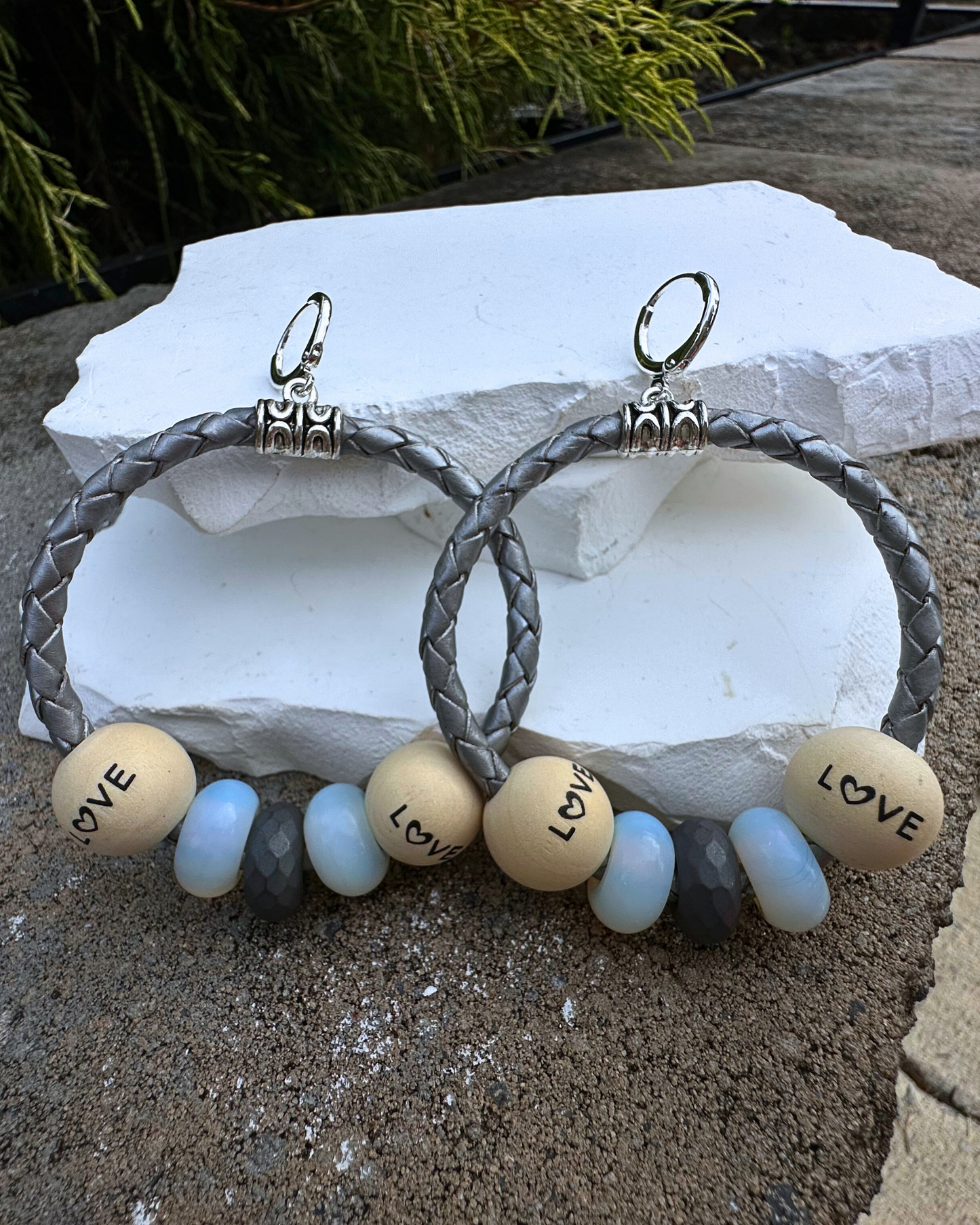 Silver LOVE Hoops