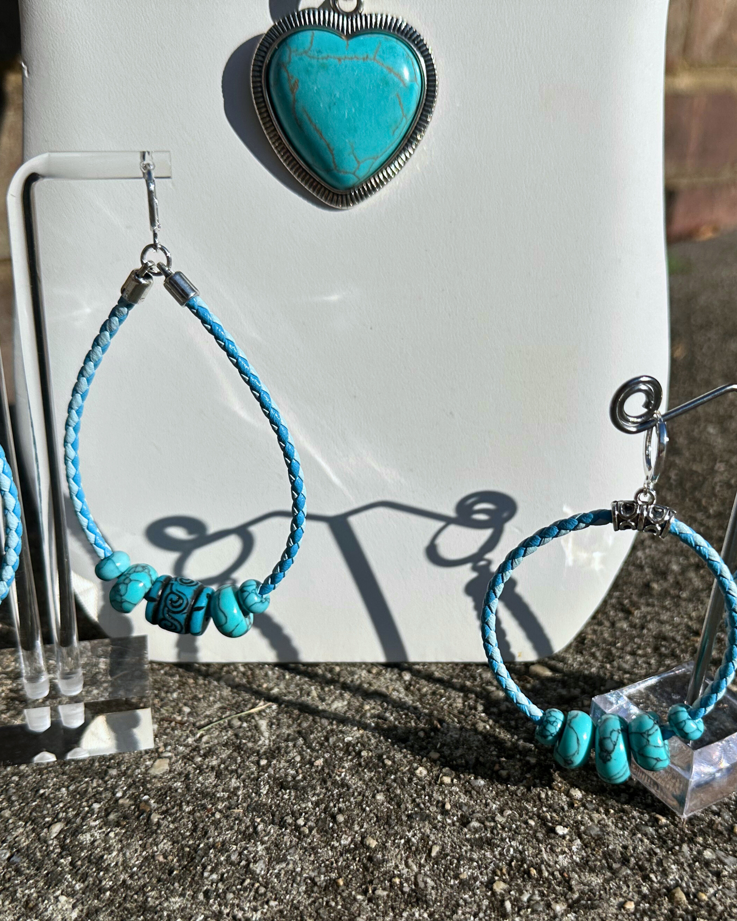 Two Strands of Turquoise w/ Heart Necklace