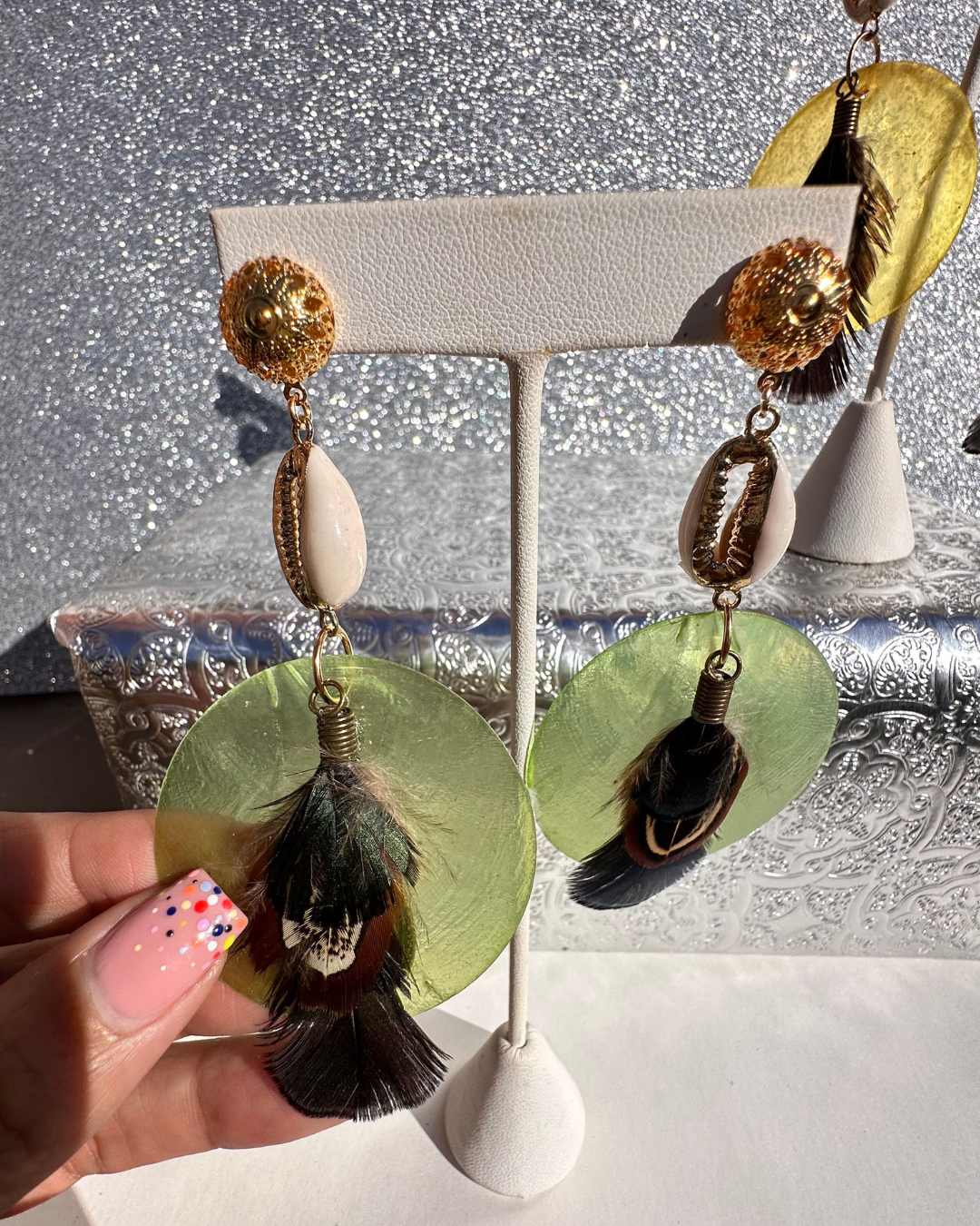 Money Green Shell Earrings