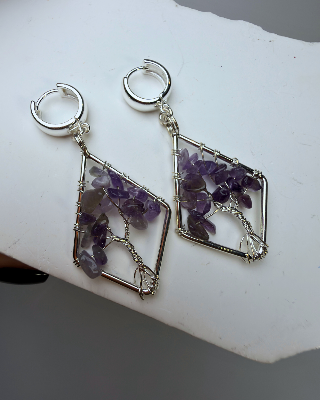 Amethyst Tree Of Life Earrings