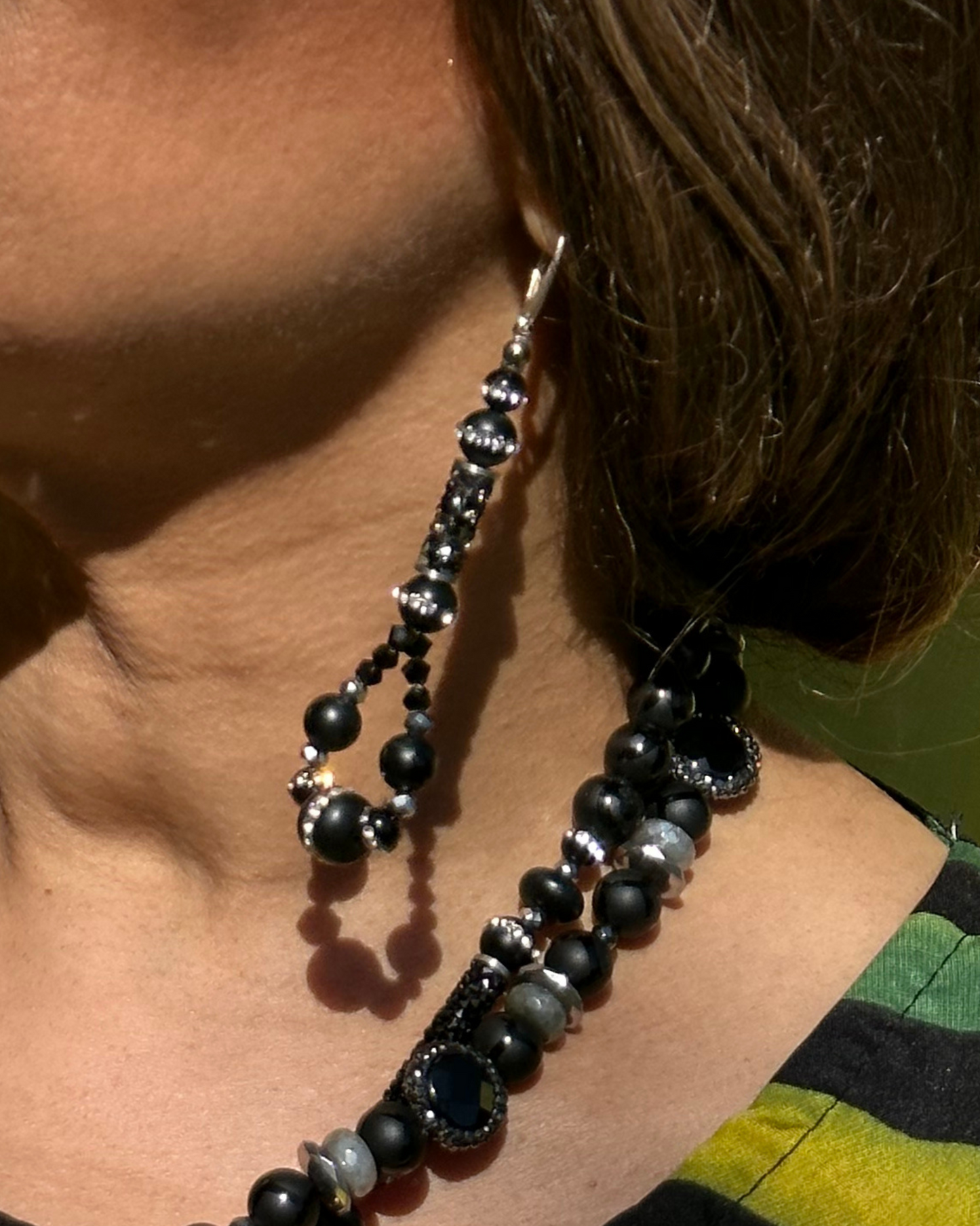 Beaded Onyx Hoop