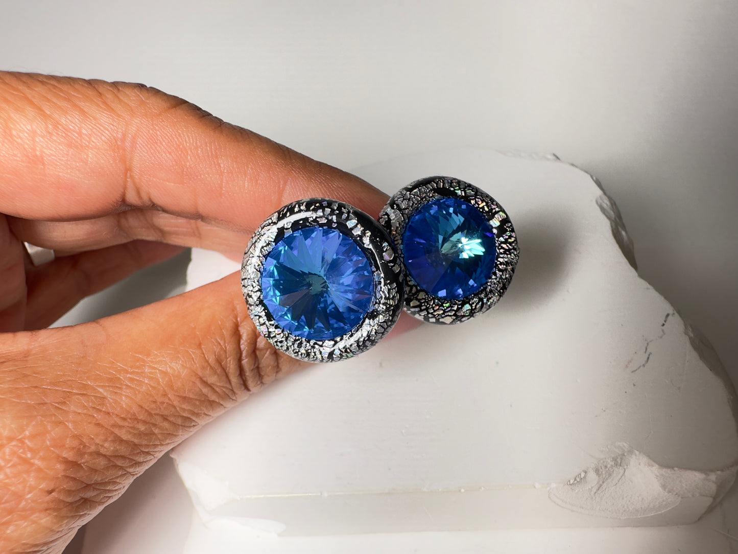 Cuff Links: “Blue Crystal_Silver”