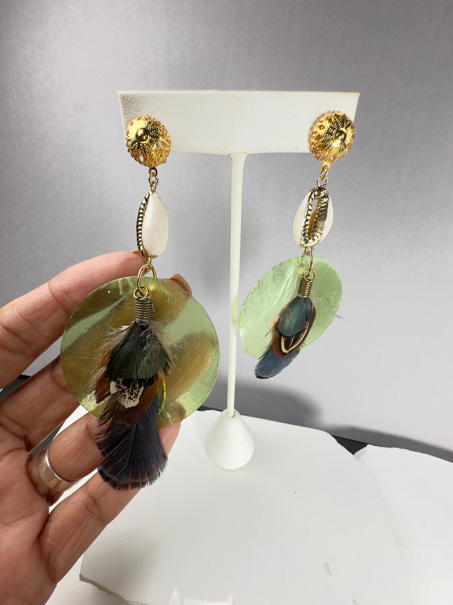 Money Green Shell Earrings