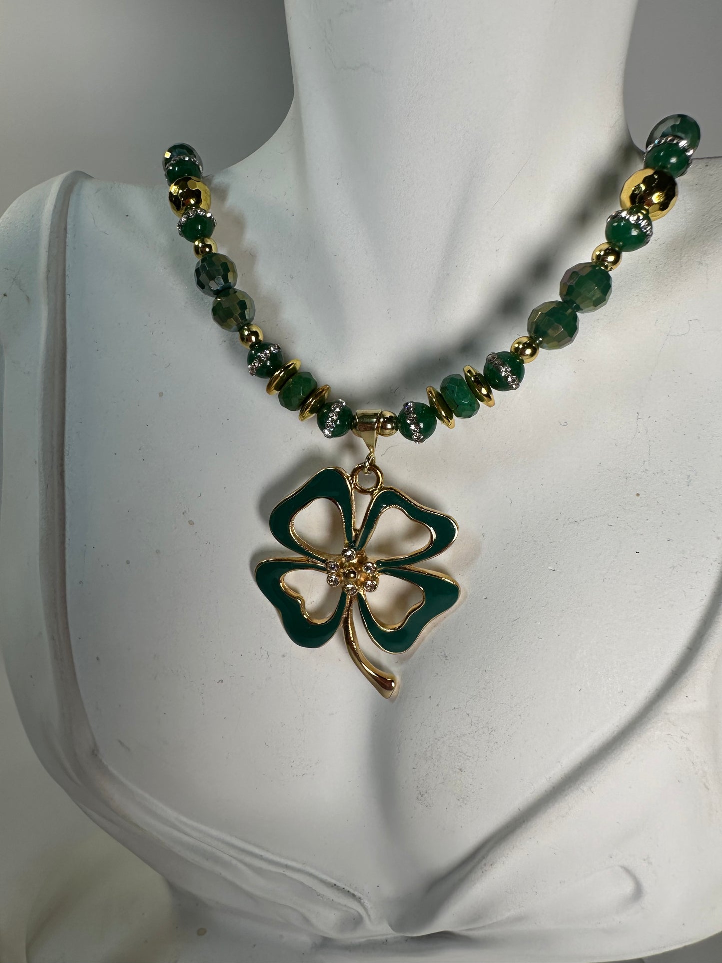 Green & Gold Clover Necklace