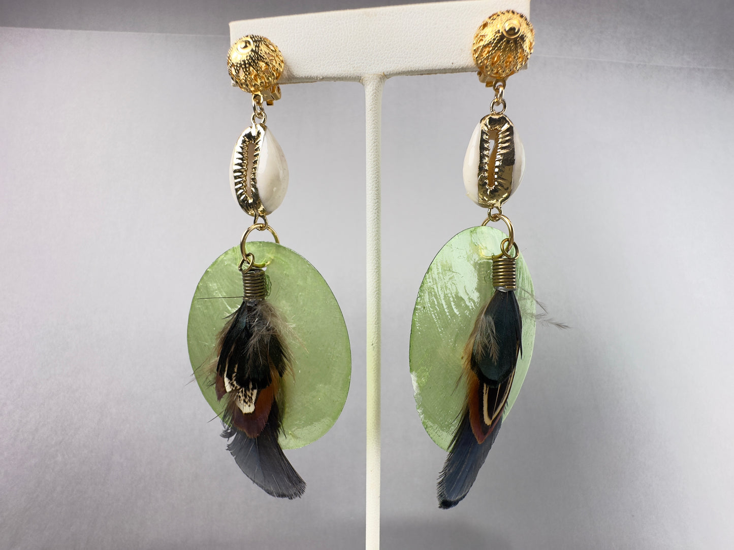 Money Green Shell Earrings