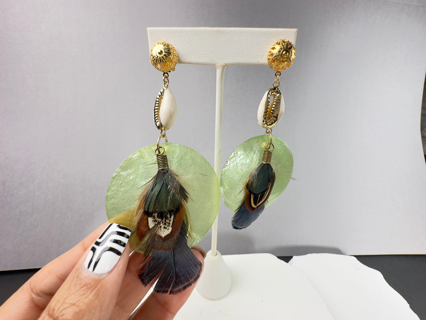 Money Green Shell Earrings