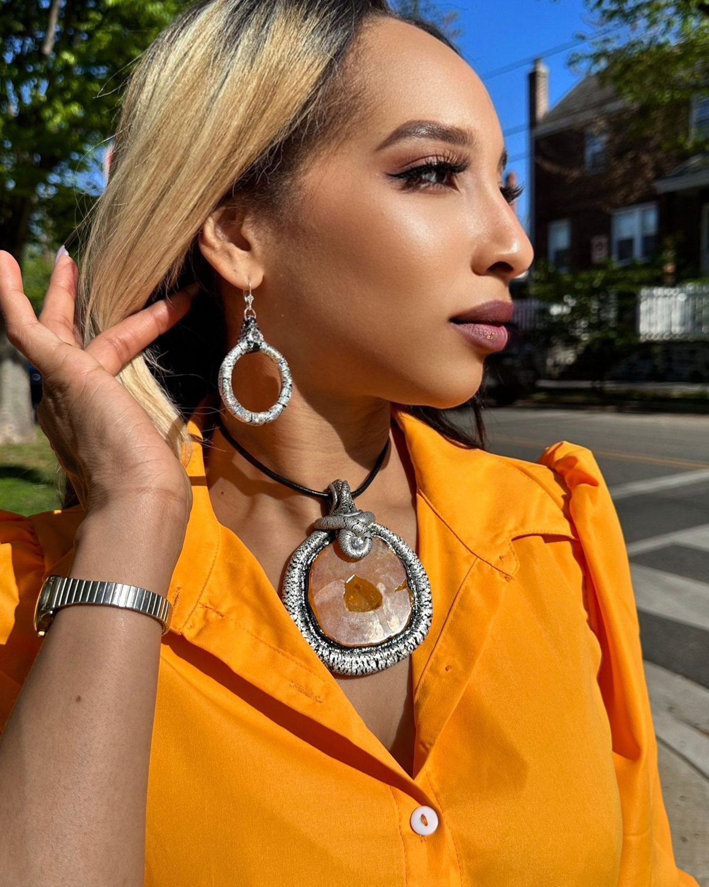 Here Comes the Sun Agate Necklace