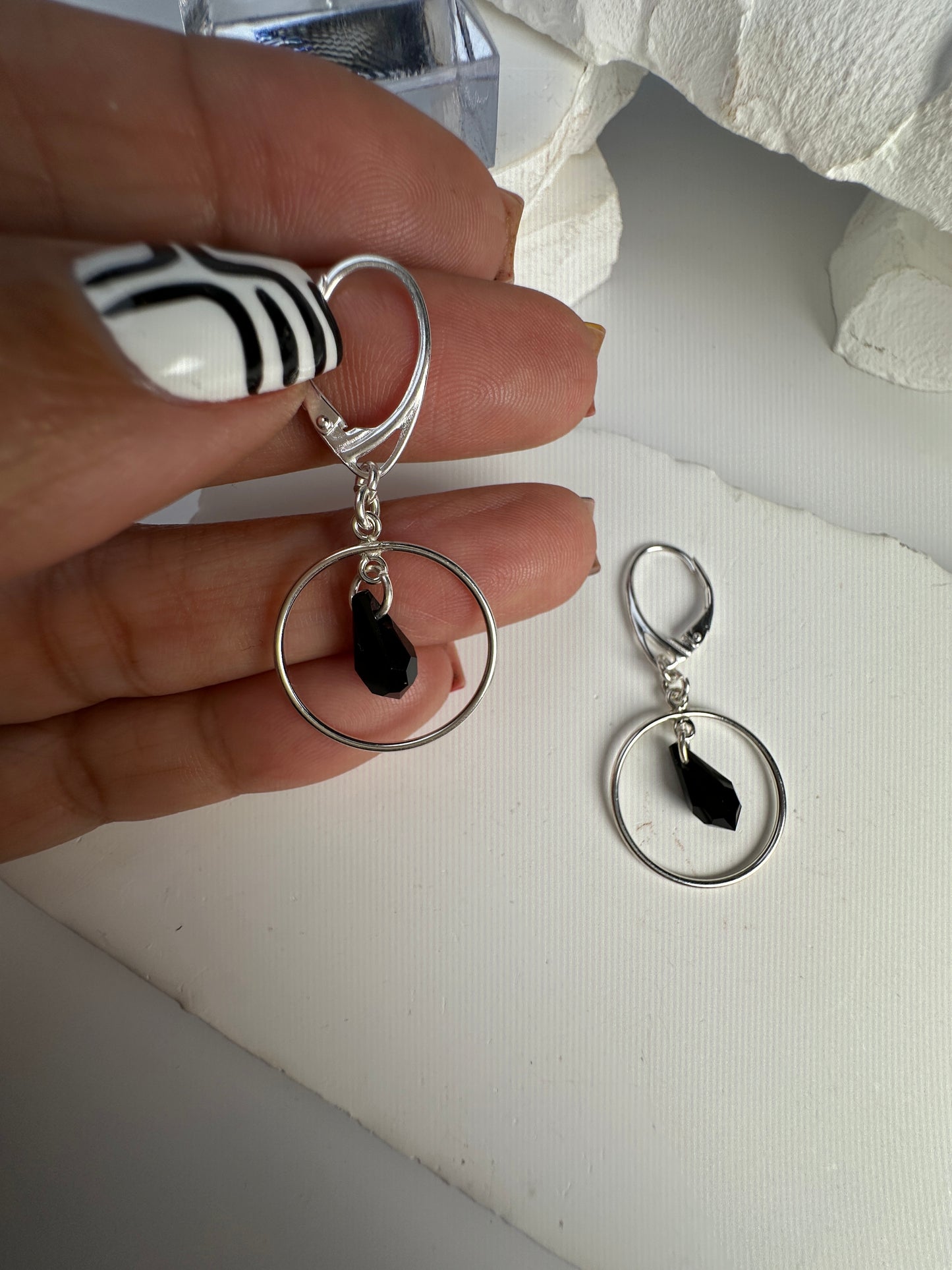 Black Crystal Hoopsies