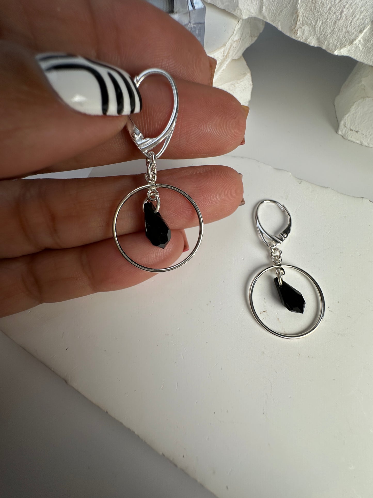 Black Crystal Hoopsies