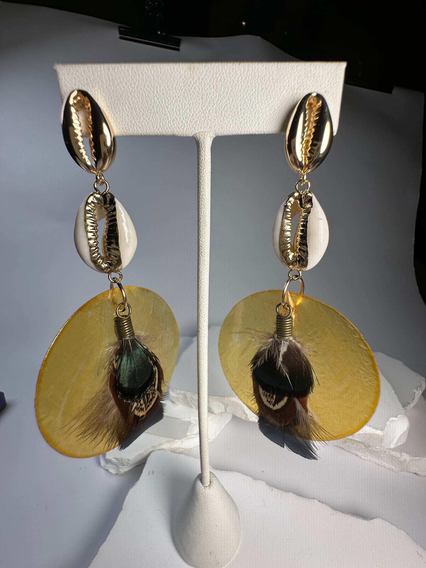 Yellow Sunshine & Shell Feathers