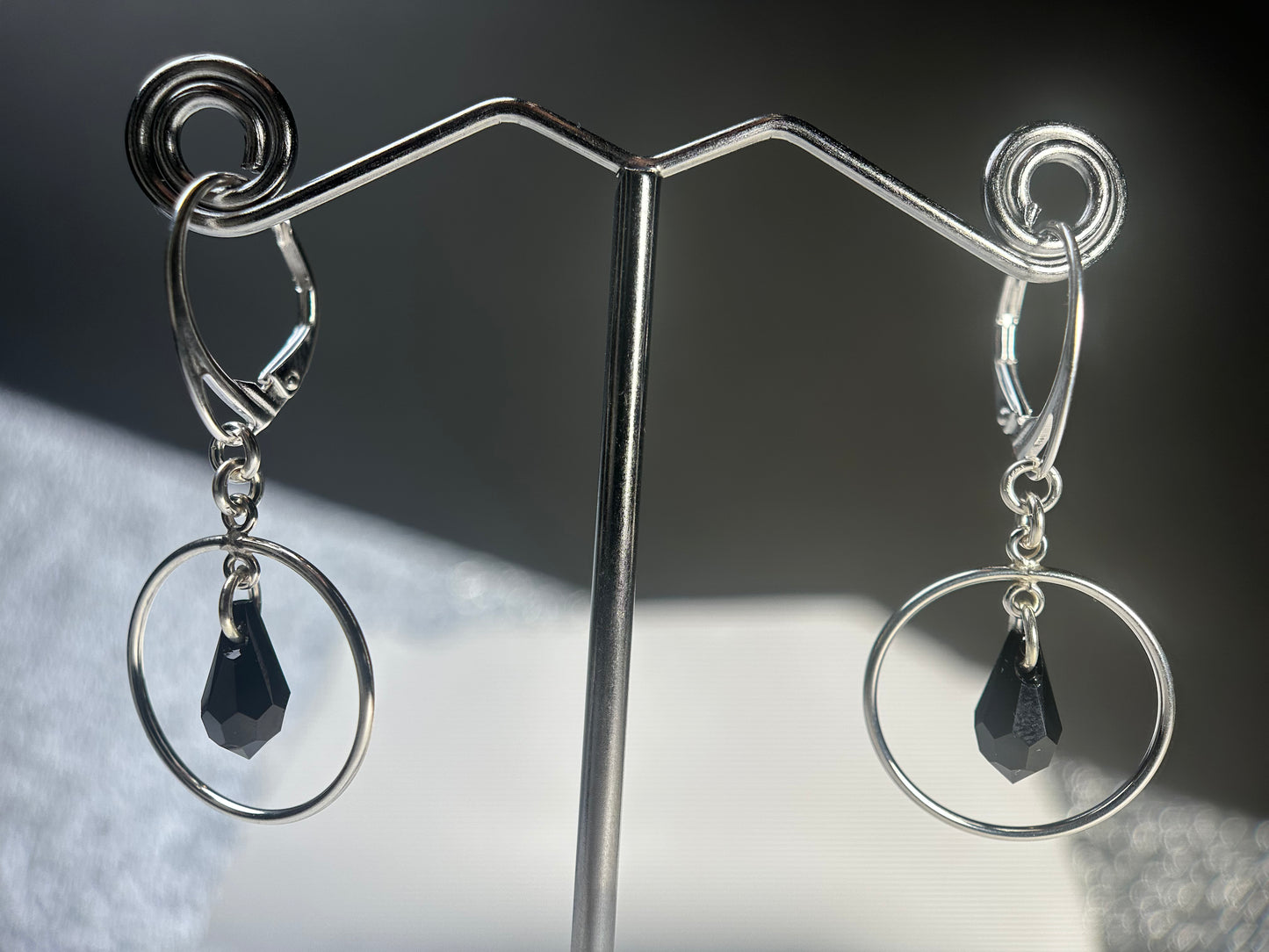 Black Crystal Hoopsies