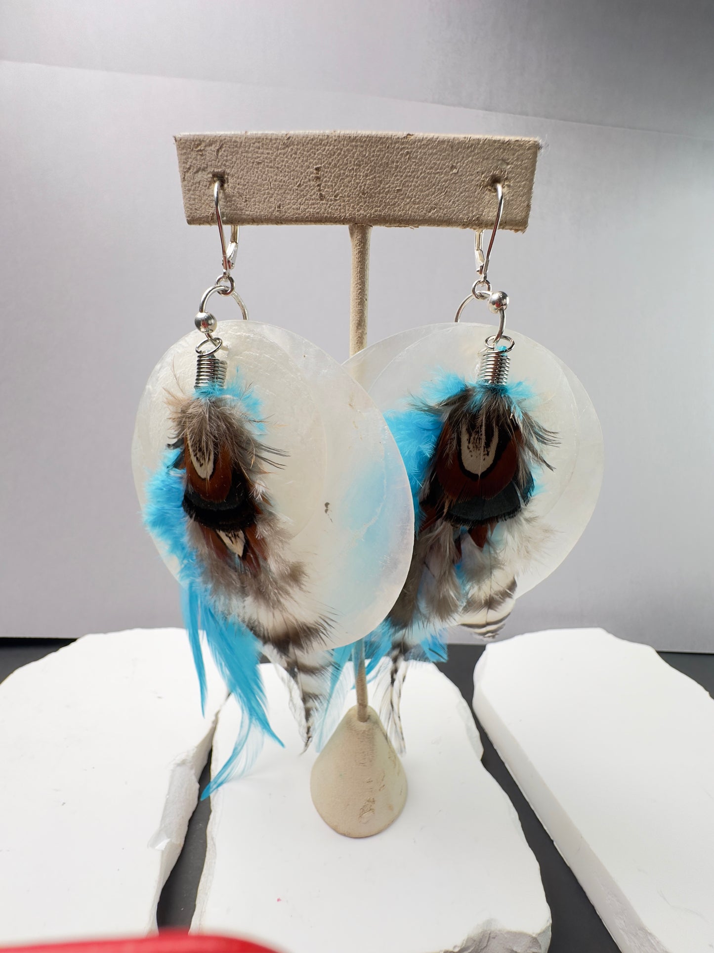 Large White Wishing Shell Earrings