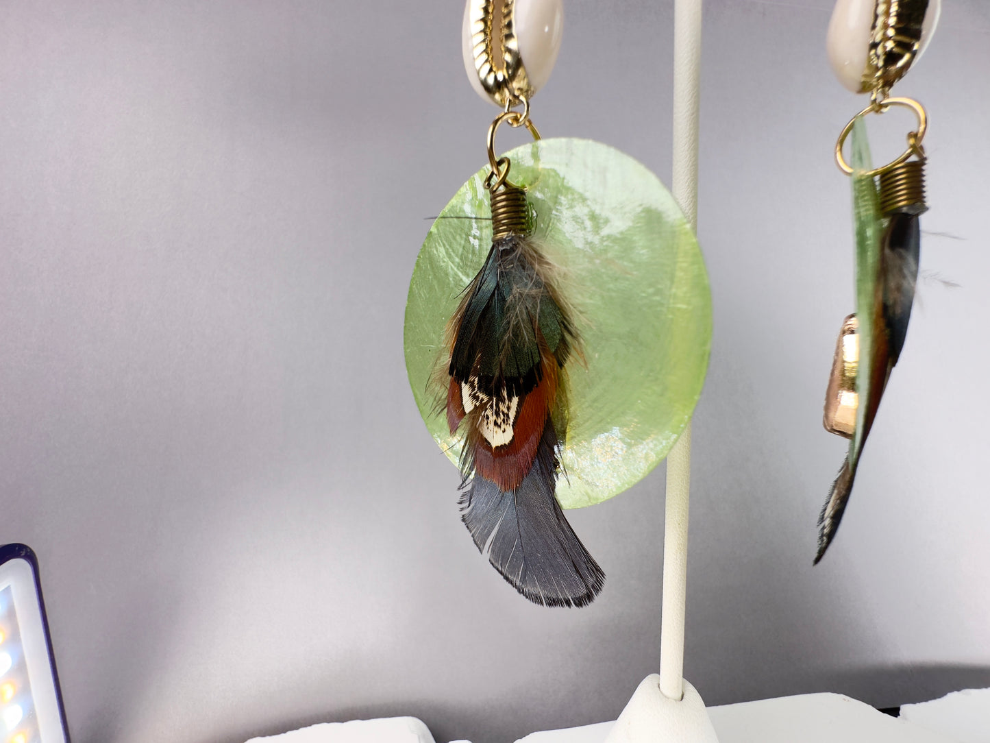 Money Green Shell Earrings