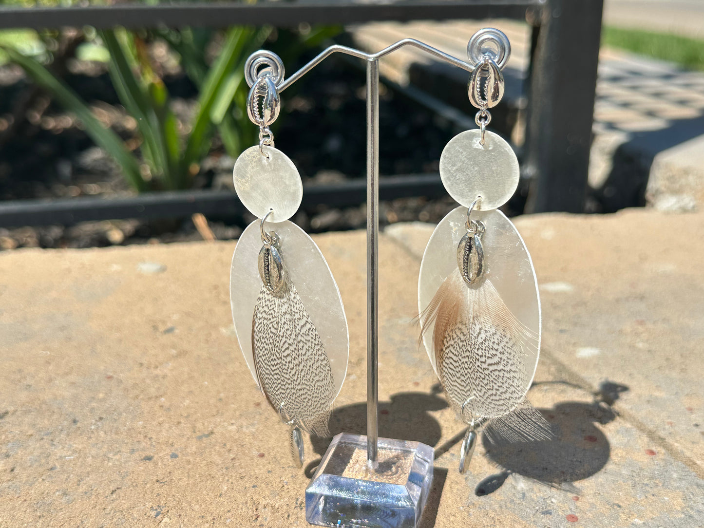 White Feathers Oval Capiz Shell