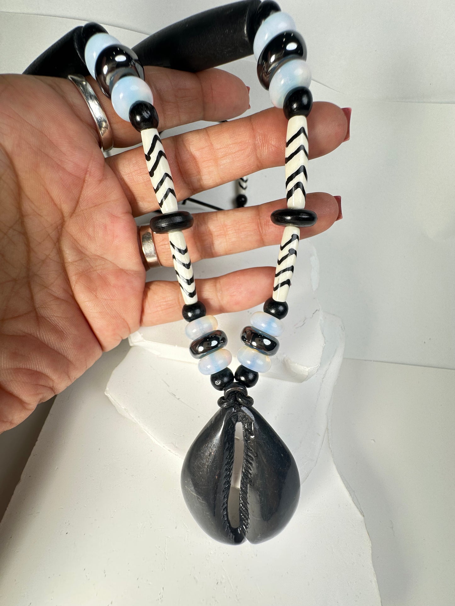 Black Cowry on Cording