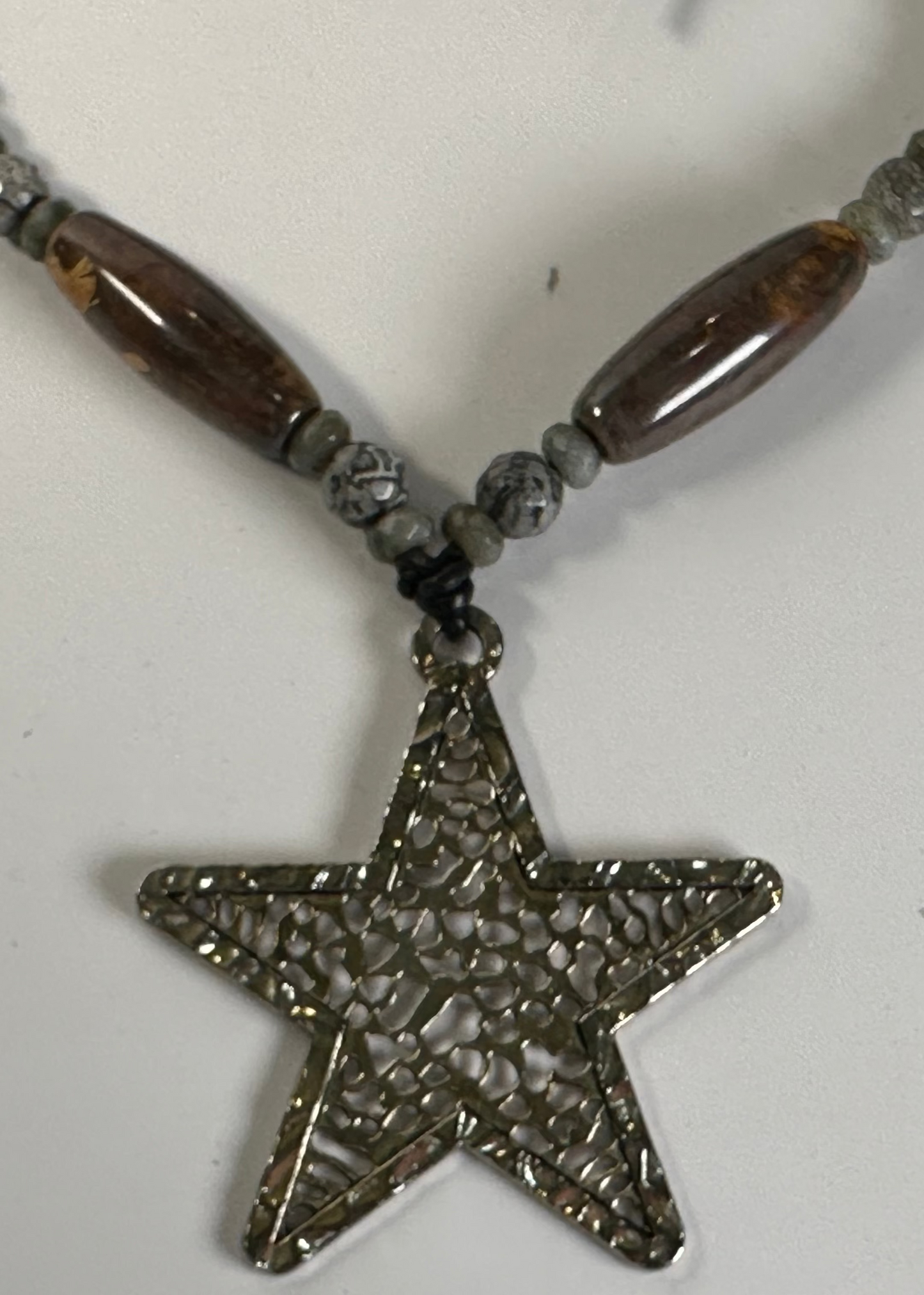 Silver Star and Gray Stone with Labradorite Necklace