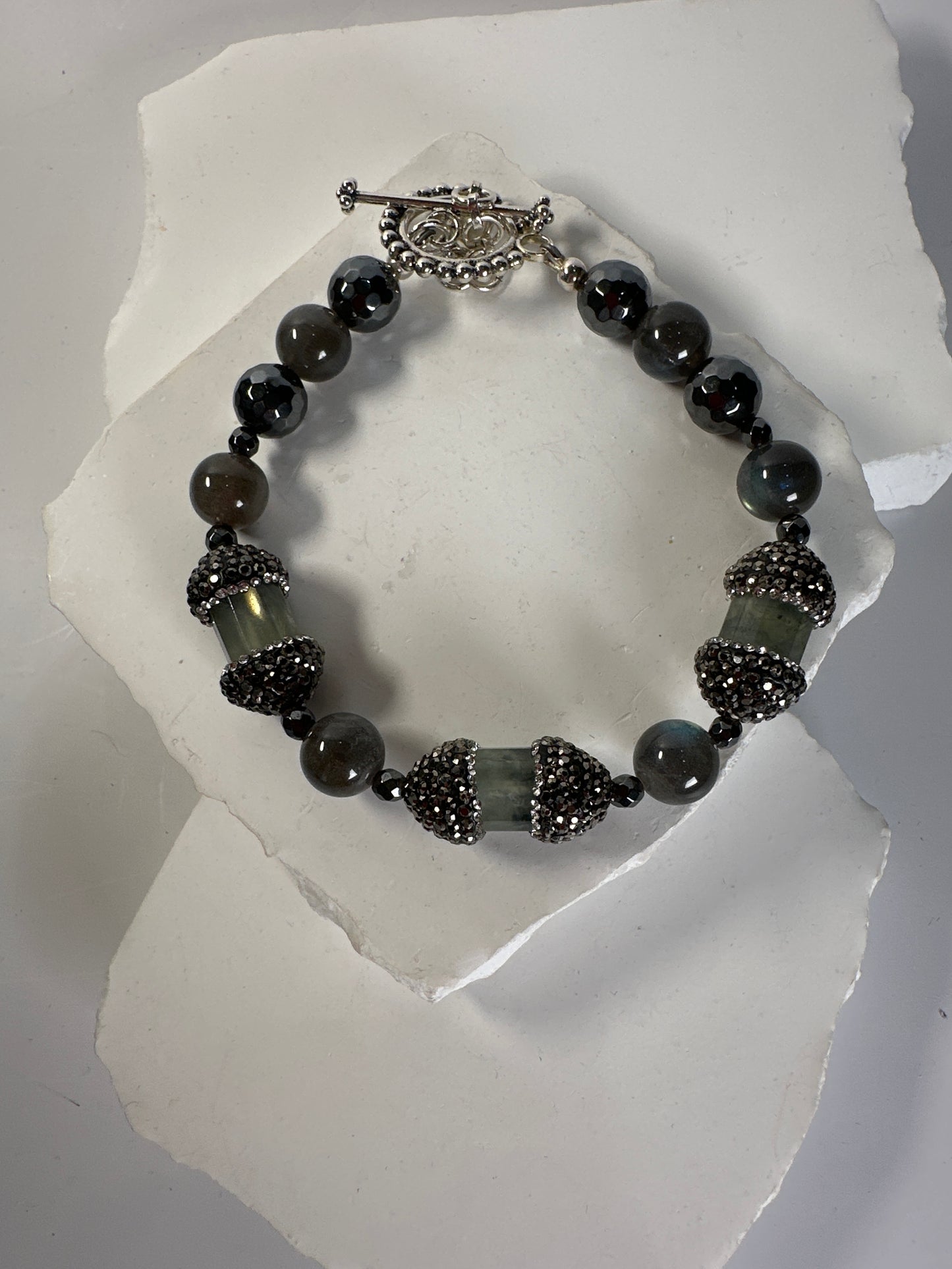 Labradorite and Hematite Crystal Bracelet