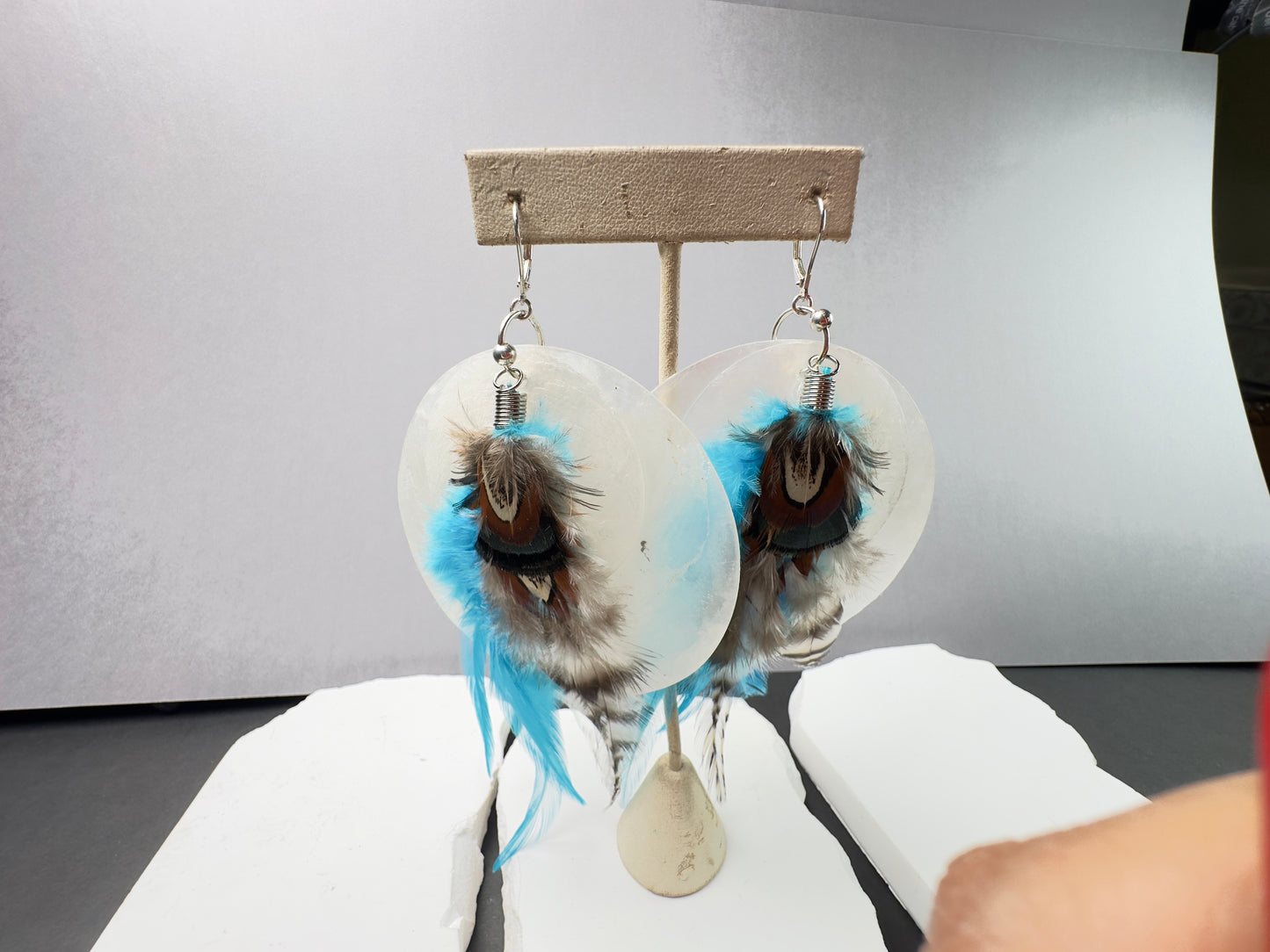 Large White Wishing Shell Earrings