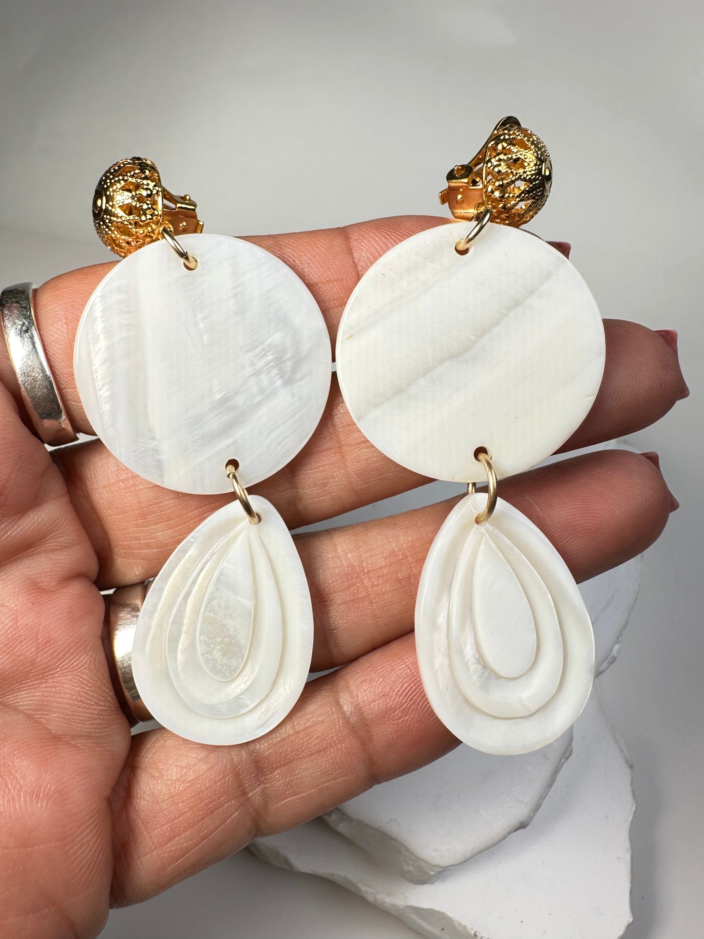 Mother of Pearl CLIP On Earrings