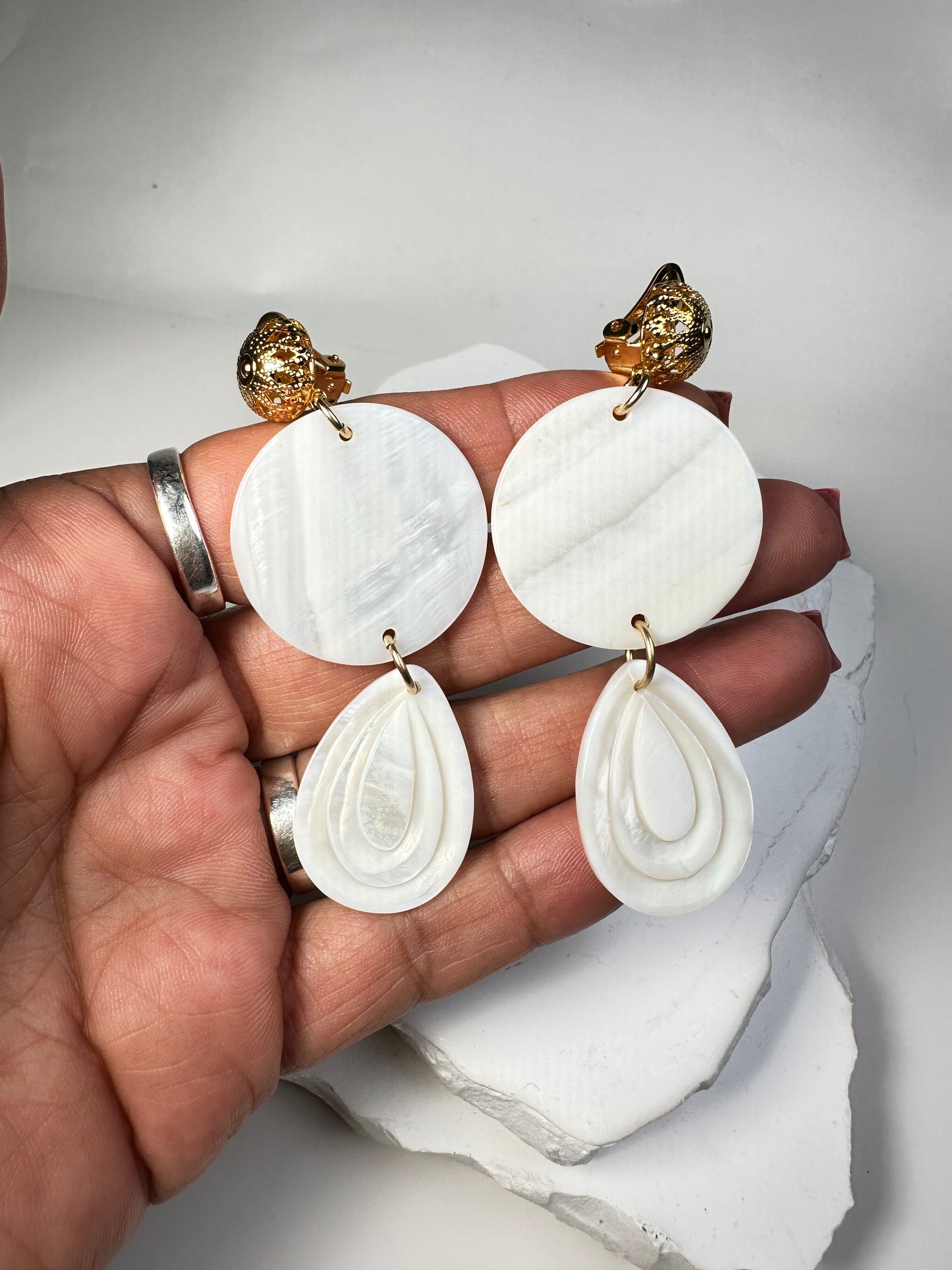 Mother of Pearl CLIP On Earrings
