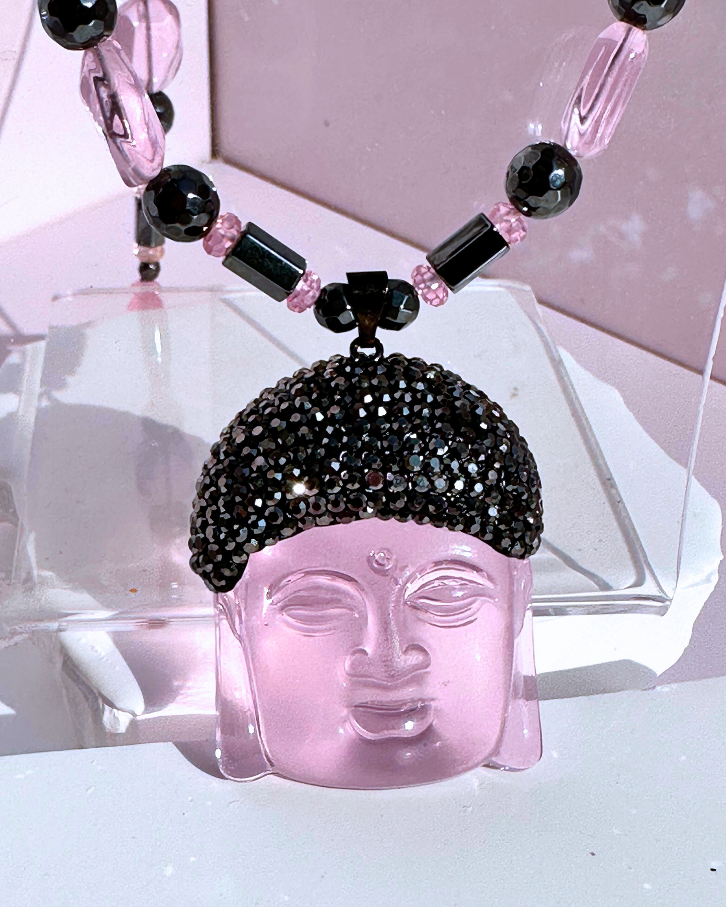 Pink Passion Buddha Necklace w/earrings