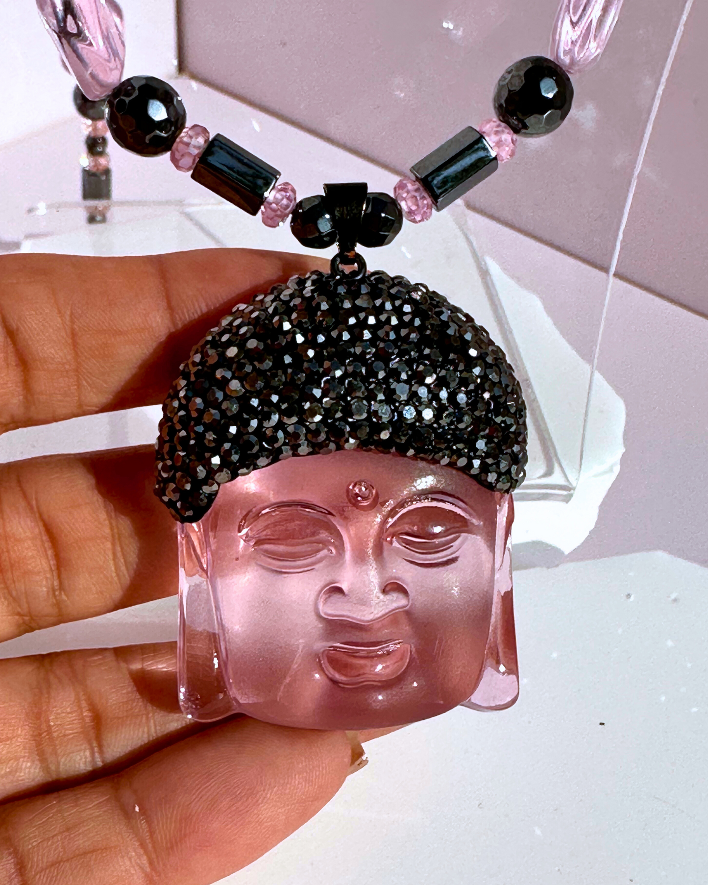 Pink Passion Buddha Necklace w/earrings