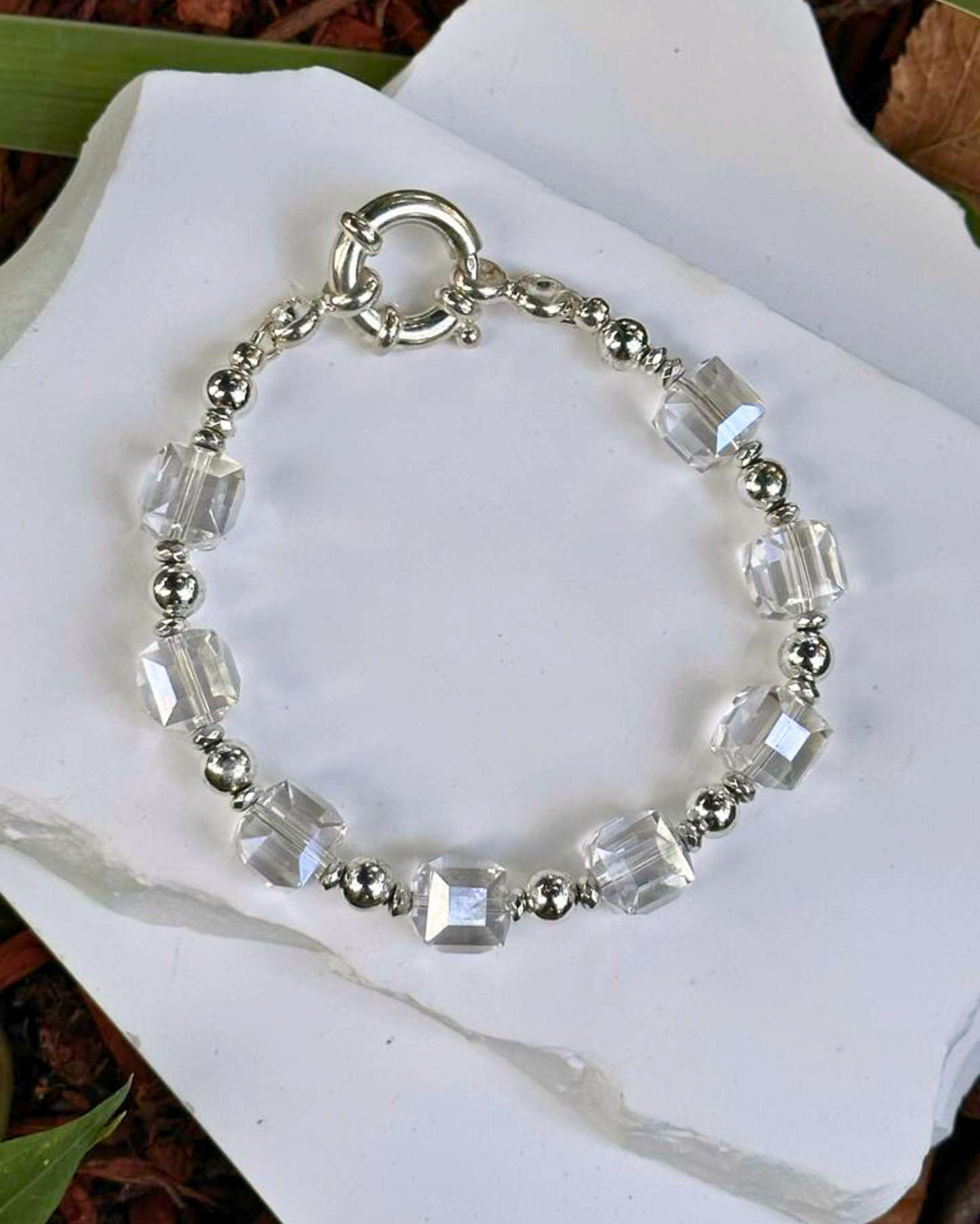 Chinese Square Crystals with Silver Hematite