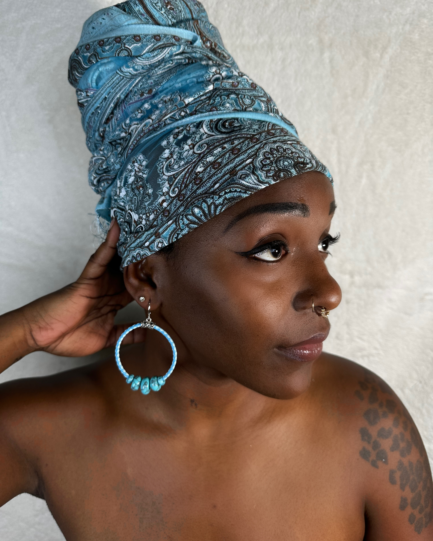 Large Two Tone Turquoise Hoops