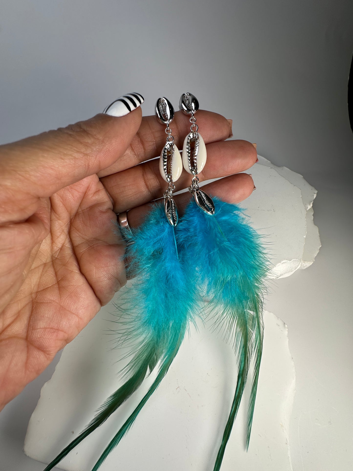 Turquoise Feather Treasure Earrings