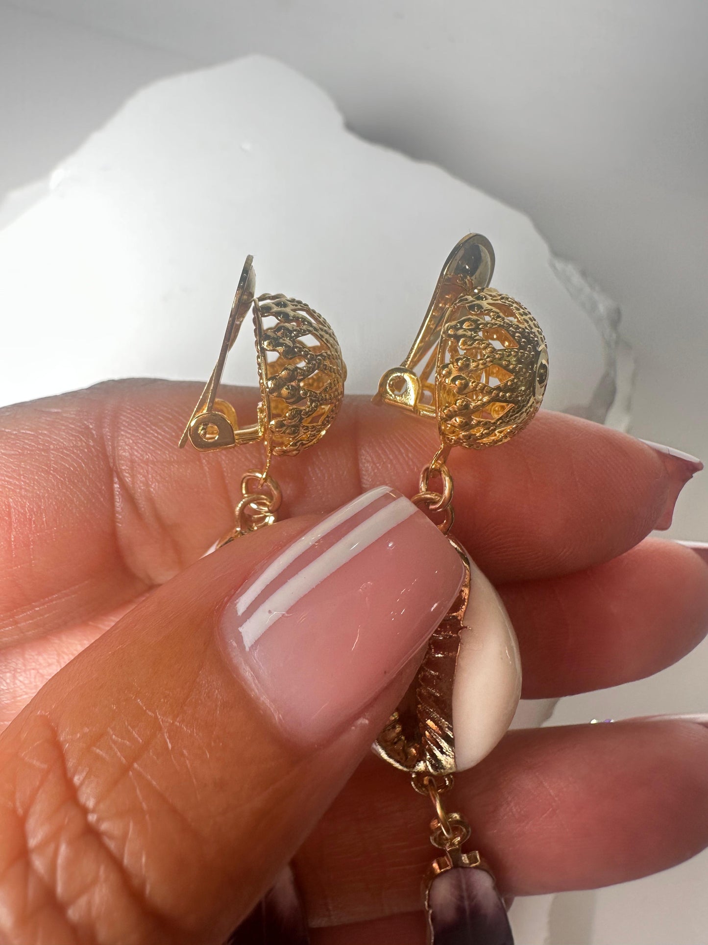 Cowry Shell Feathers CLIP ONS