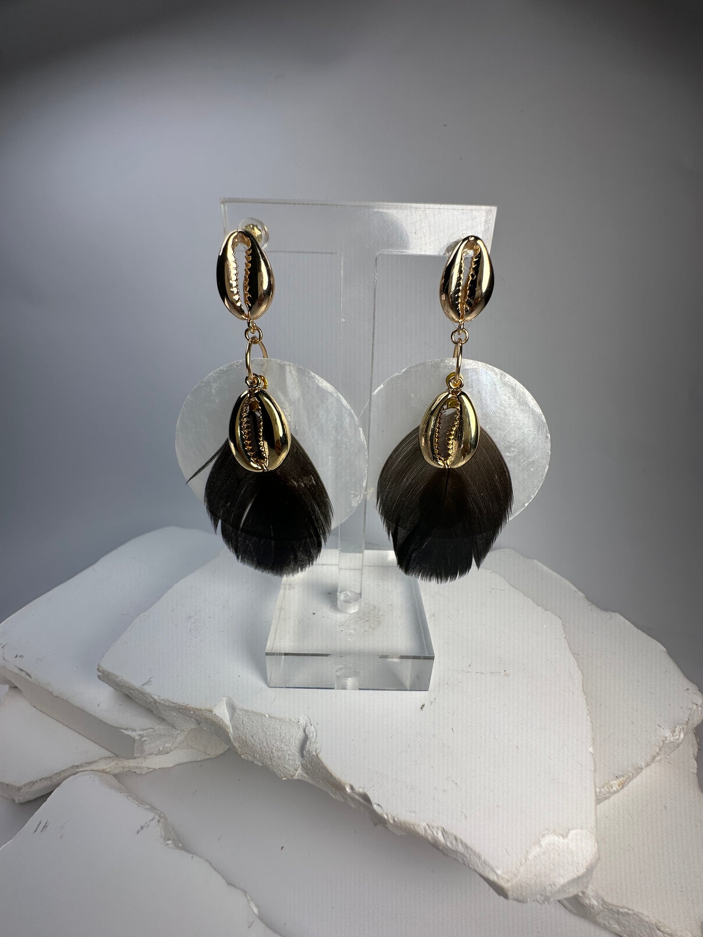 White Clouds of Shell Earrings