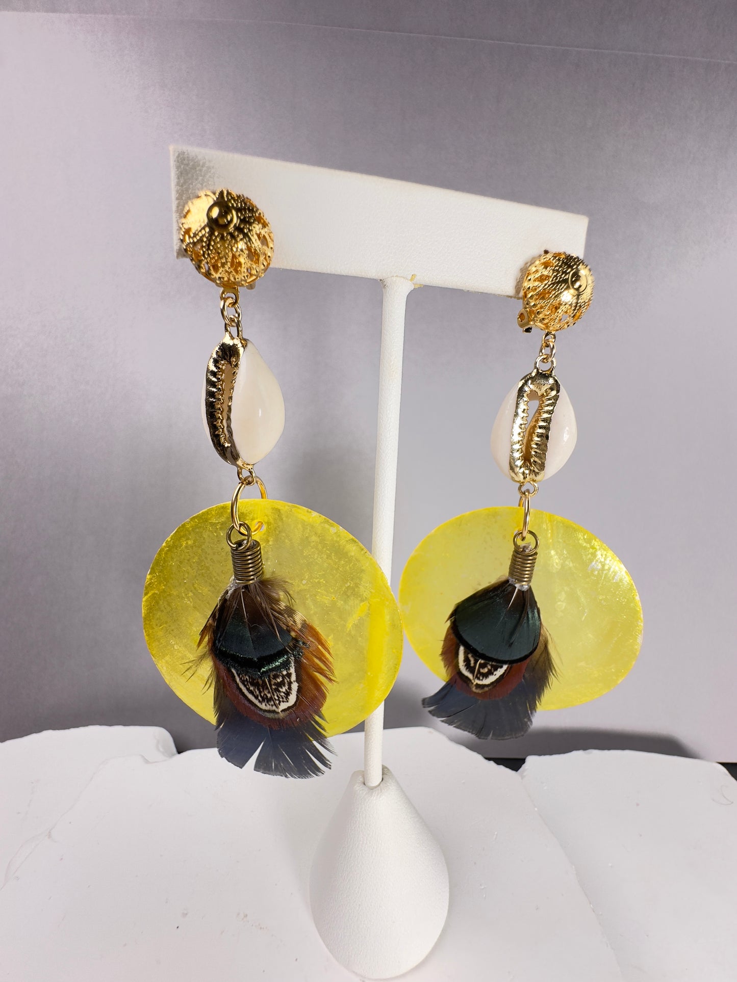 Yellow Sunshine & Shell Feathers